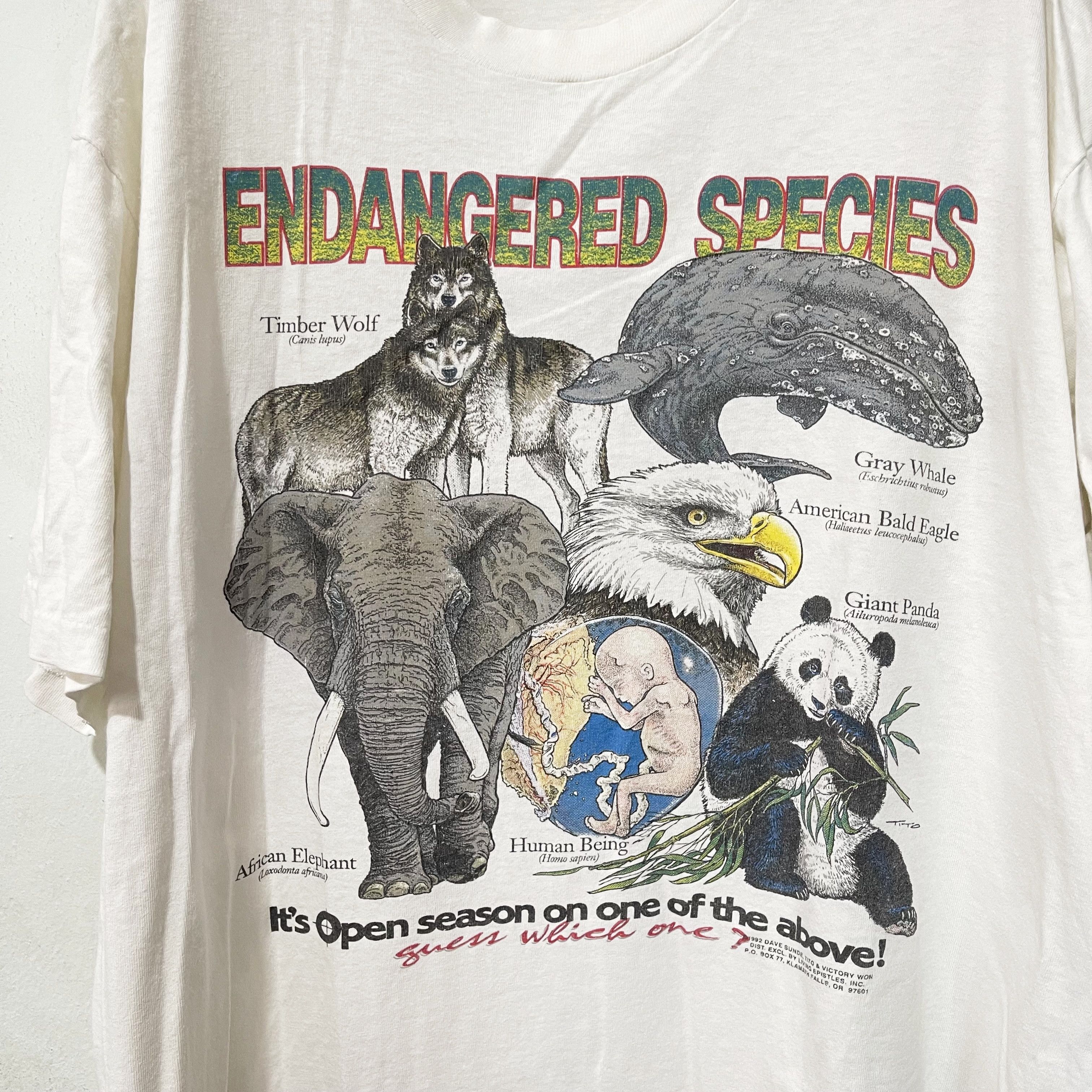 Vintage Vintage 1992 Endangered Species T-Shirt Size US XL / EU 56 / 4 - 2 Thumbnail