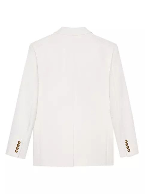 Saint Laurent Paris o1s1wg111124 Double-Breasted Jacket in Wool Twill in Chalk Size S / US 4 / IT 40 - 2 Thumbnail