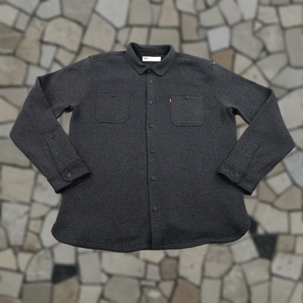Levi's Levis Shirt Mens 2XL Gray Knit Button Up Fleece Overshirt Shacket Dual Pocket Size US XXL / EU 58 / 5 - 1 Thumbnail