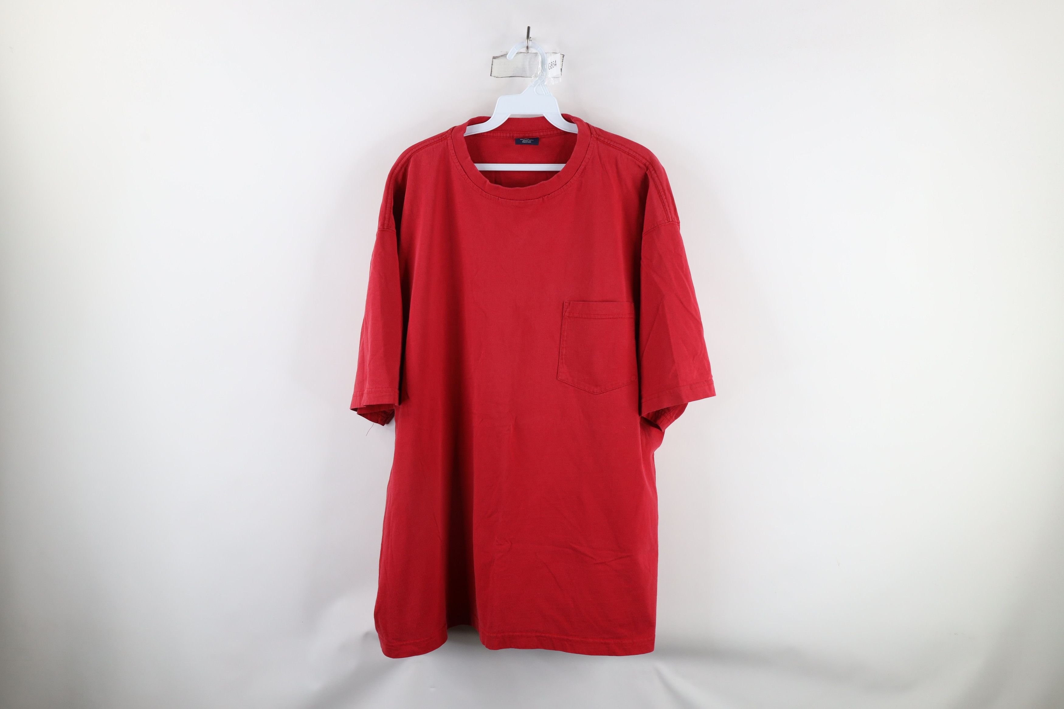 Vintage Vintage 90s Streetwear Blank Heavyweight Pocket T-Shirt Red Size US XXL / EU 58 / 5 - 1 Thumbnail