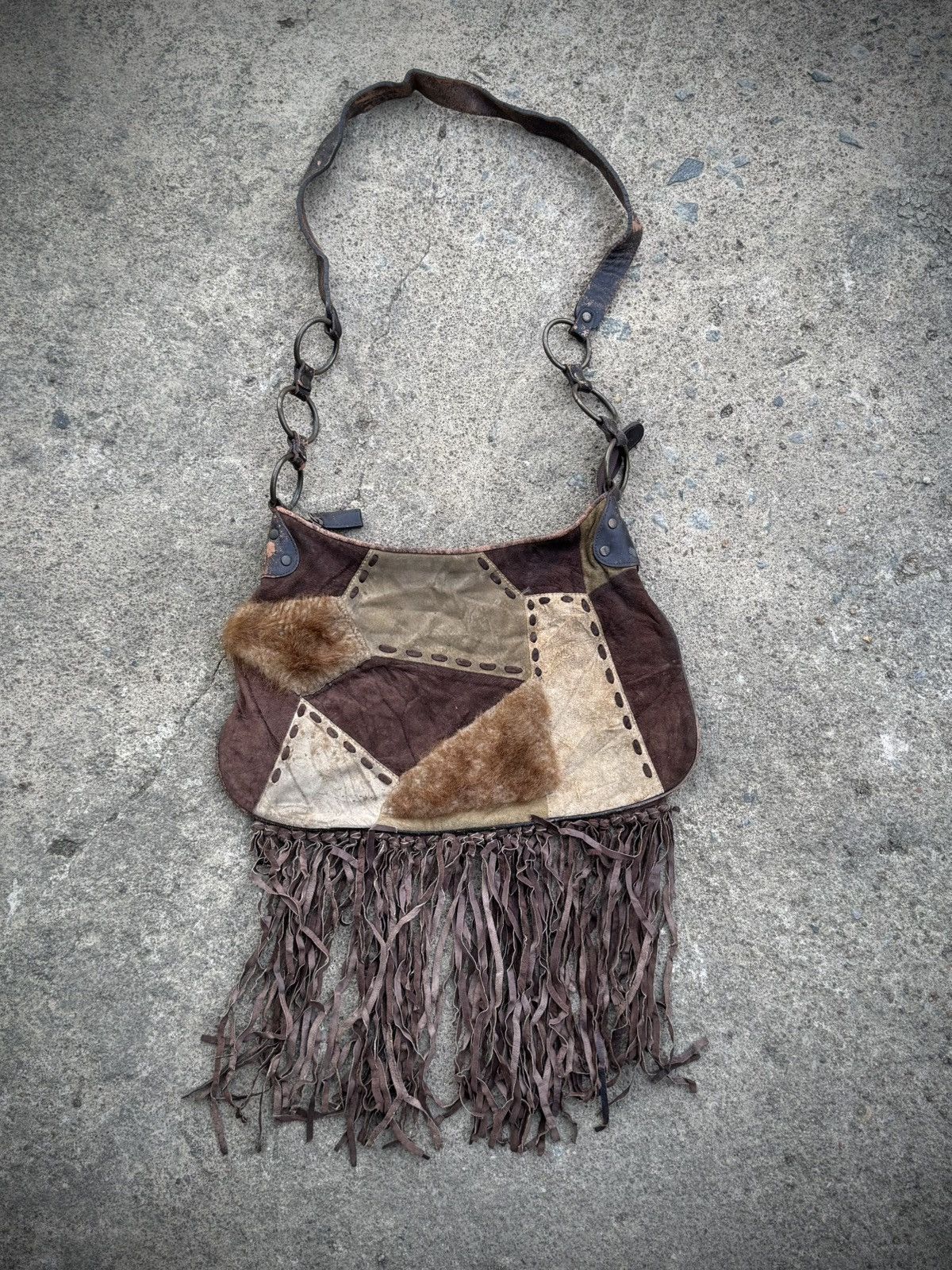 Kapital Leather Bag Fur Patch Work Tessel Besti Belli Japanese Size ONE SIZE - 1 Thumbnail