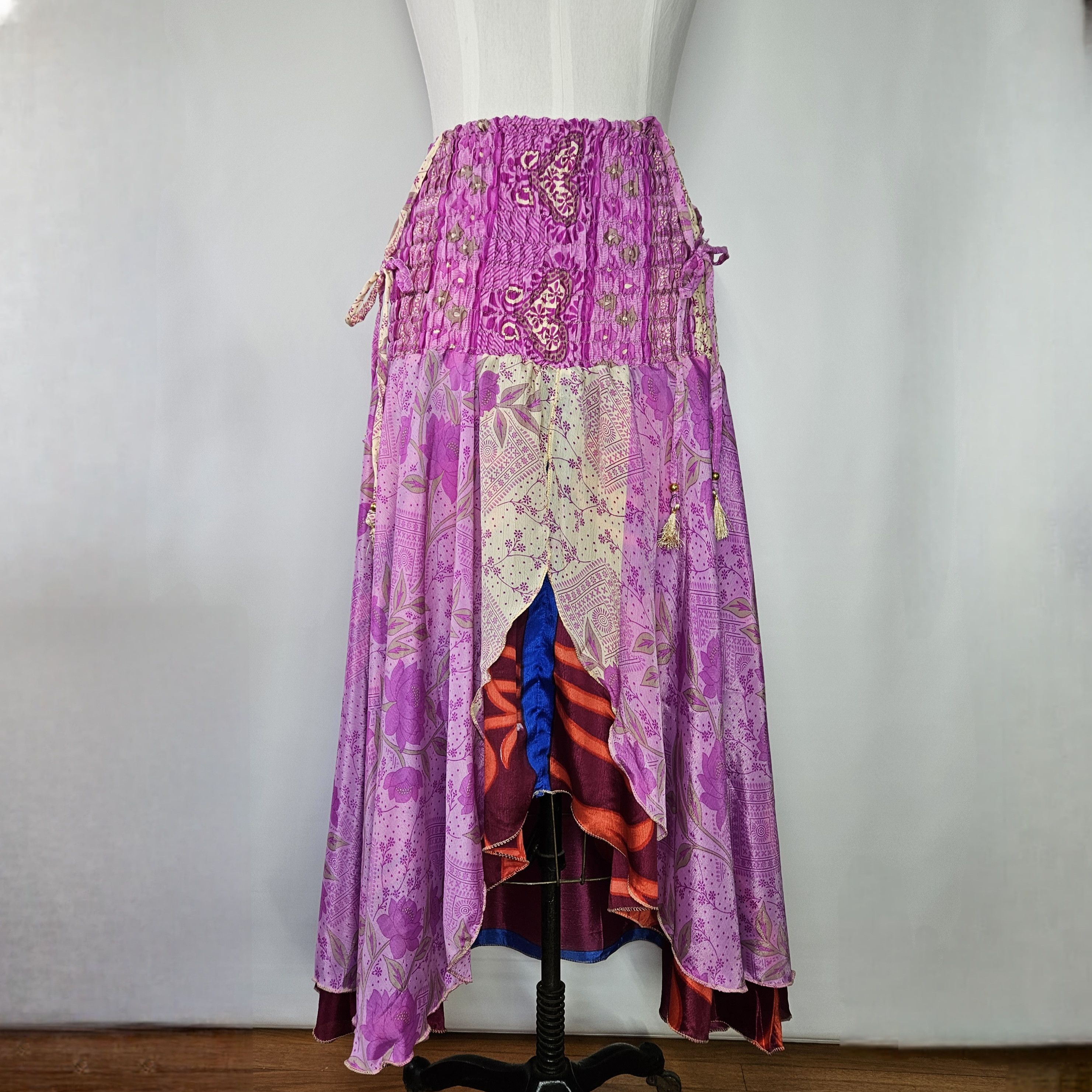 Other Sari Silk OS S/M/L NEW Dress Skirt Recycled Handcrafted Size ONE SIZE - 9 Thumbnail