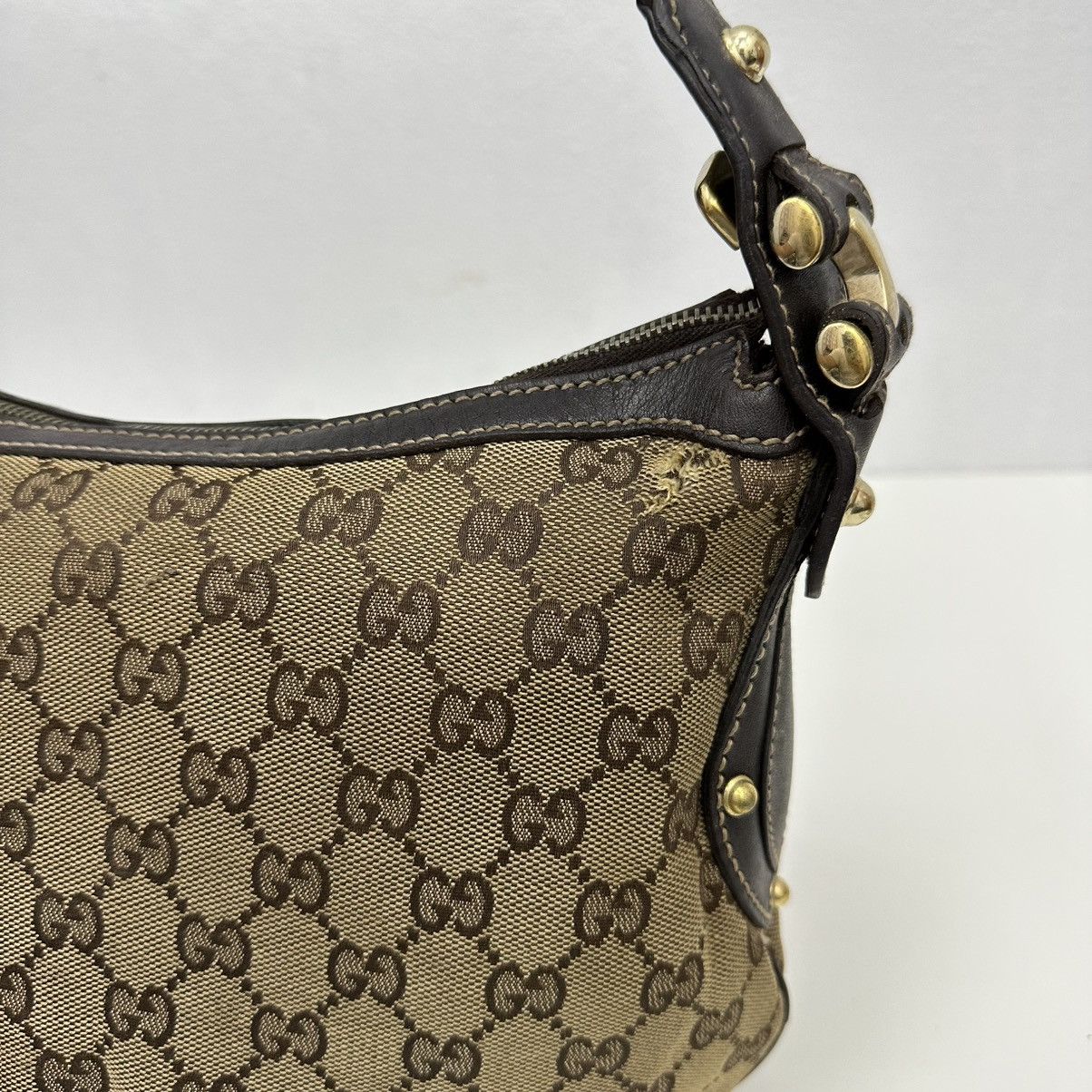 Gucci ‼️LASTDROP‼️ AUTHENTIC GUCCI GG MONOGRAM STUDDED HOBO BAG Size ONE SIZE - 13 Thumbnail