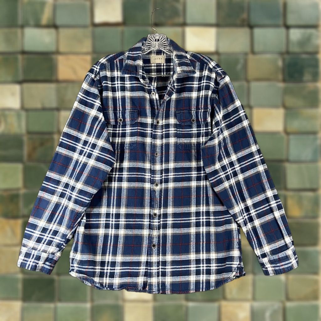 Vintage VINTAGE JACHS Blue Plaid Flannel Button-Up Long Sleeve Big & Tall LT Mens Size US L / EU 52-54 / 3 - 1 Thumbnail
