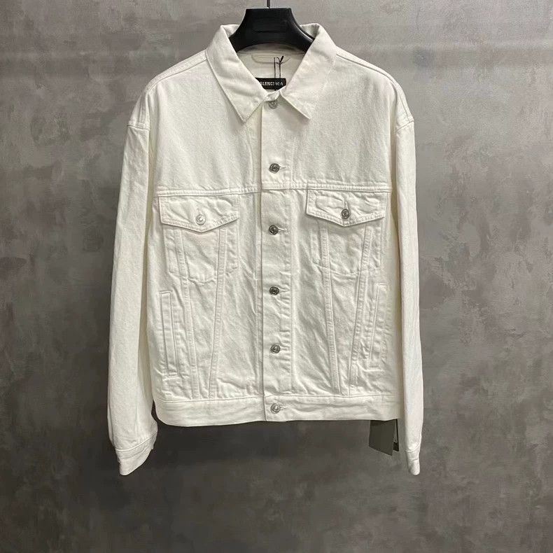 Balenciaga Balenciaga White Embroidered Denim Jacket Size US XL / EU 56 / 4 - 1 Thumbnail