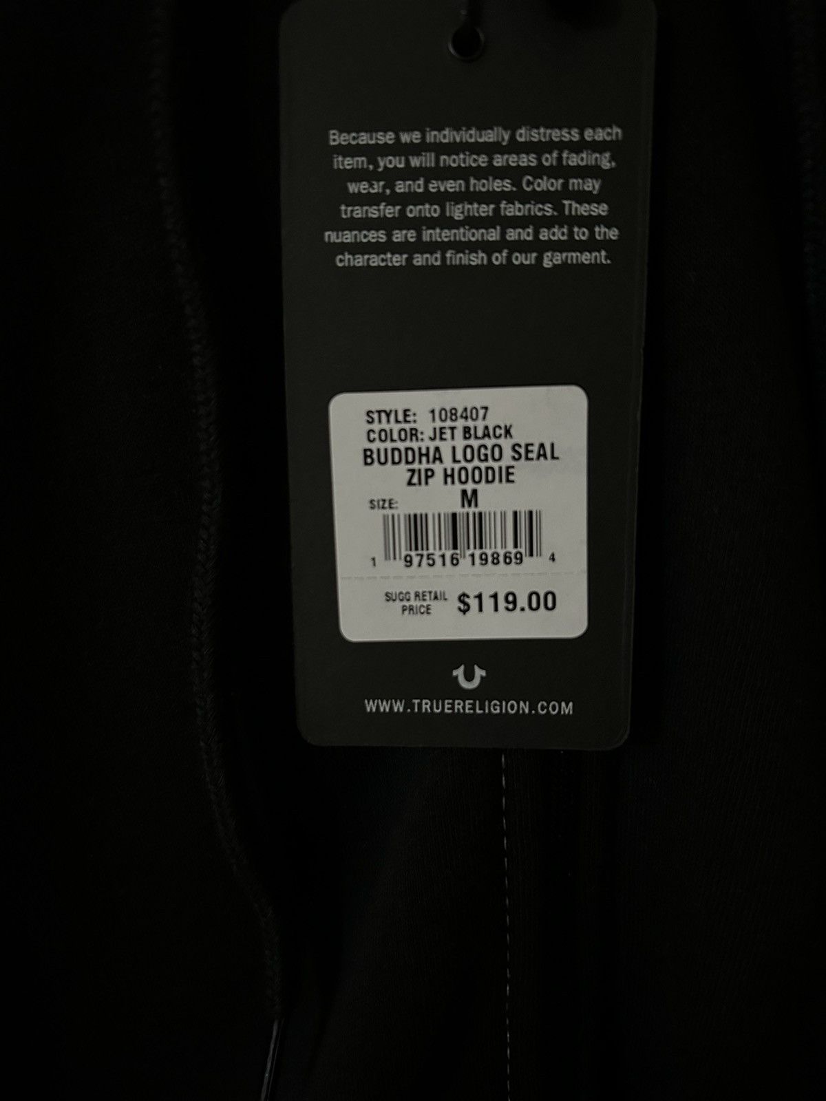 True Religion BRAND NEW JET BLACK BHUDDA LOGO SEAL ZIP HOODIE Size US M / EU 48-50 / 2 - 2 Thumbnail