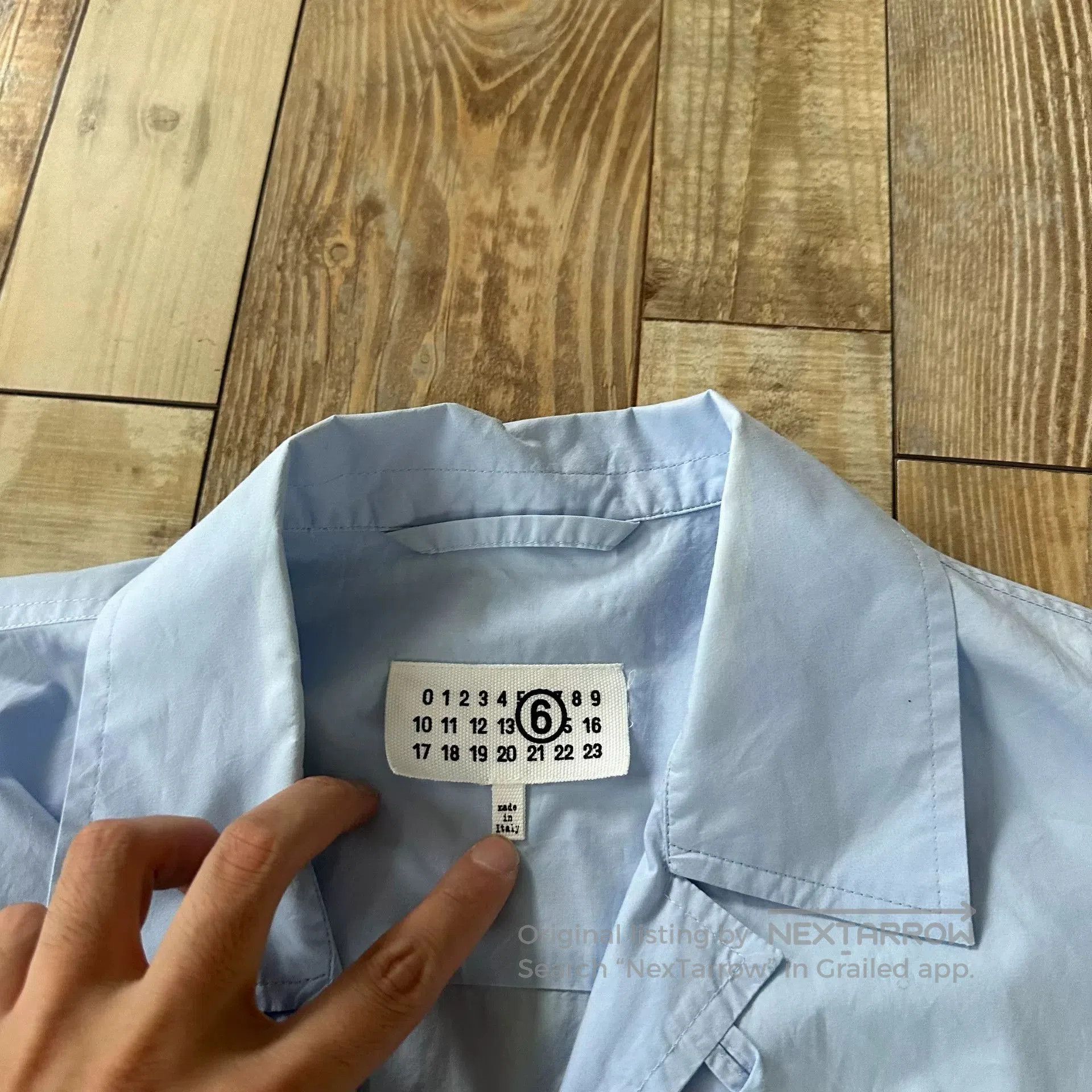 Maison Margiela Maison Margiela Sky Blue Distressed Shirt. Size US M / EU 48-50 / 2 - 4 Thumbnail