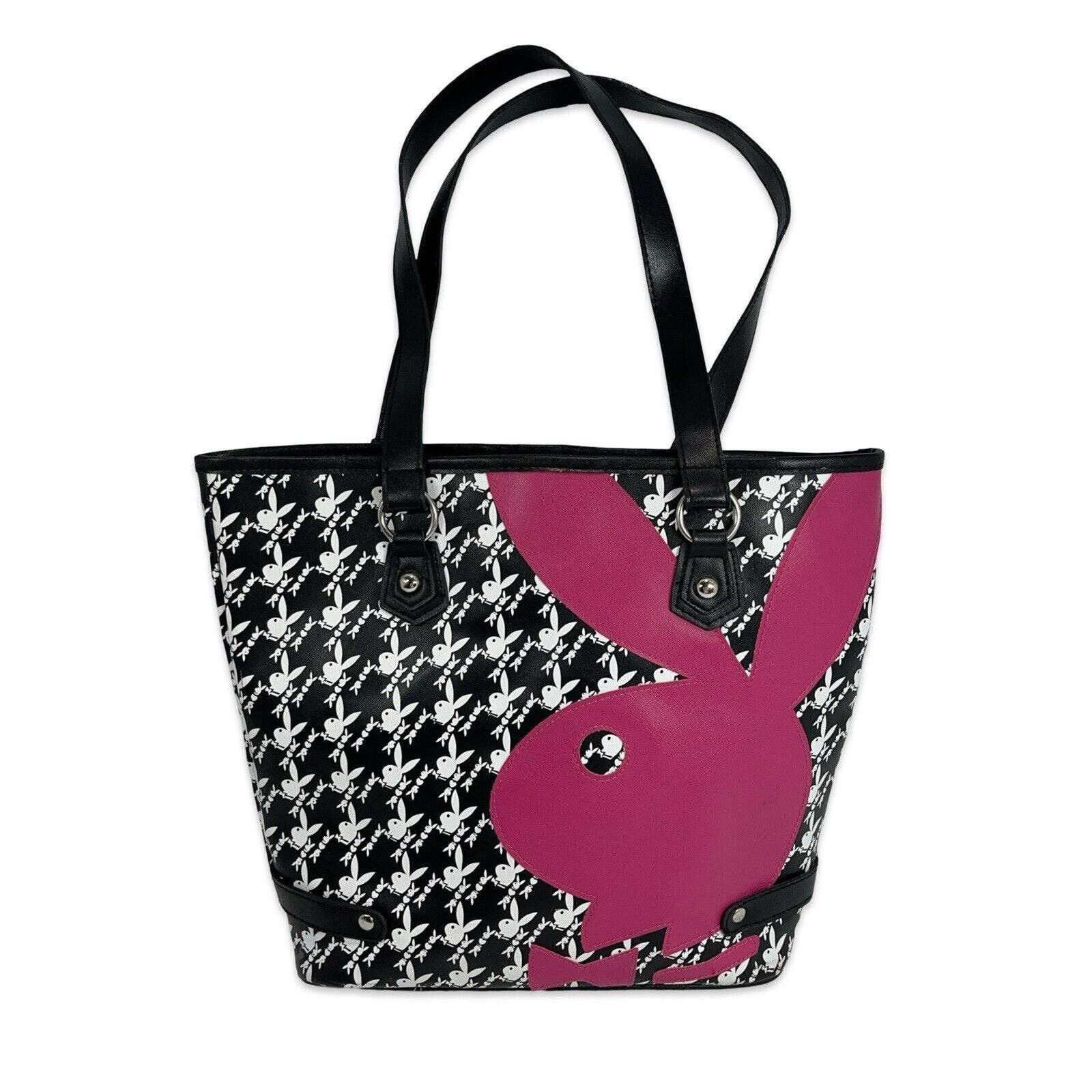 image of Vintage 90's Playboy Monogram Purse Tote Bag Pink Bunny Logo, Women's