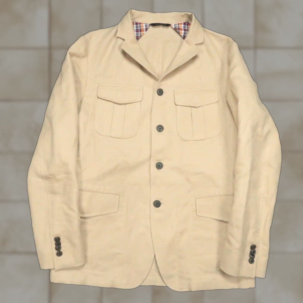 Banana Republic Banana Republic Blazer Men 40R Khaki Tan Cotton Linen Slim Fit Single-Breasted 2 Button Notch 40 in Chest Regular Vintage: No Womens Mens Girls etc Size 40R - 1 Thumbnail