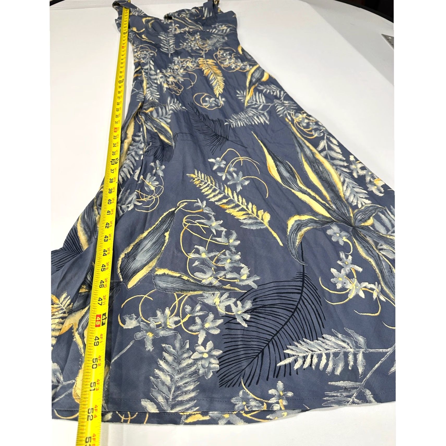 Vintage VINTAGE Trilogy Midi Dress Women 6 Gray Yellow Floral A-Line Sleeveless V-Neck Party Casual Business Seasonal Spring Summer Fall Winter Womens Size M / US 6-8 / IT 42-44 - 4 Thumbnail