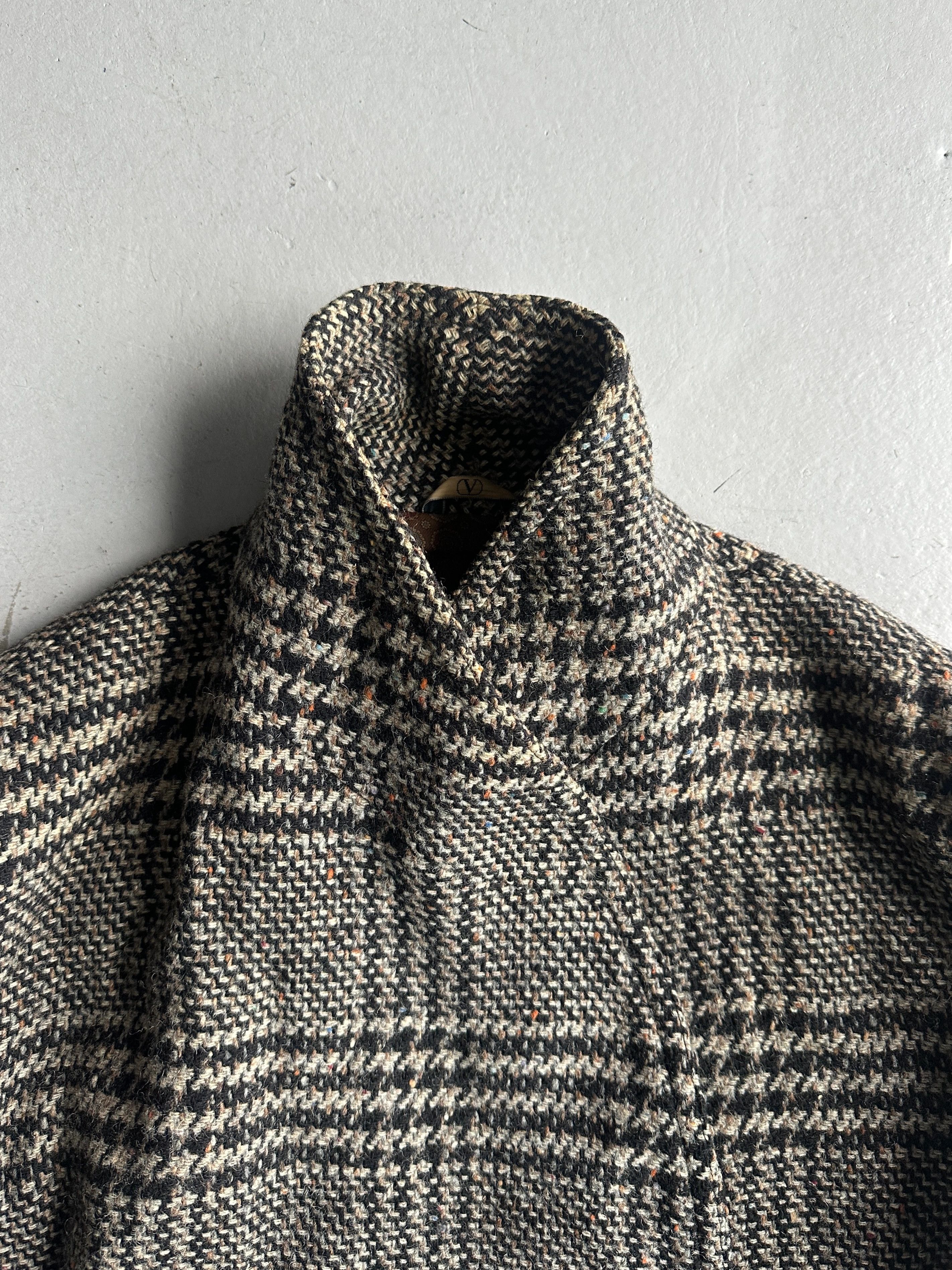 Valentino VALENTINO 1980s BOXY FIT SHAWL COLLAR PLAID JACKET Size US L / EU 52-54 / 3 - 11 Thumbnail
