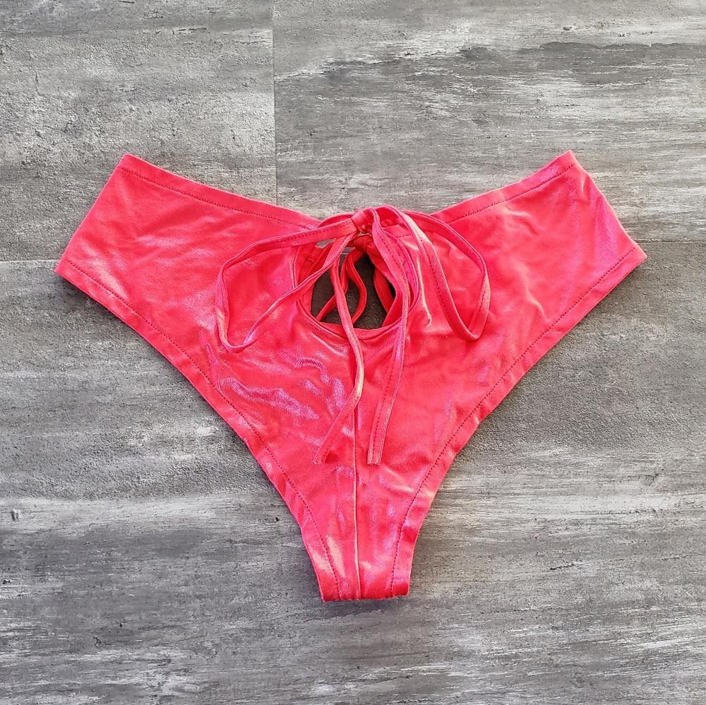 Designer Red Keyhole Body Language High Waisted Cheeky Size ONE SIZE - 2 Thumbnail