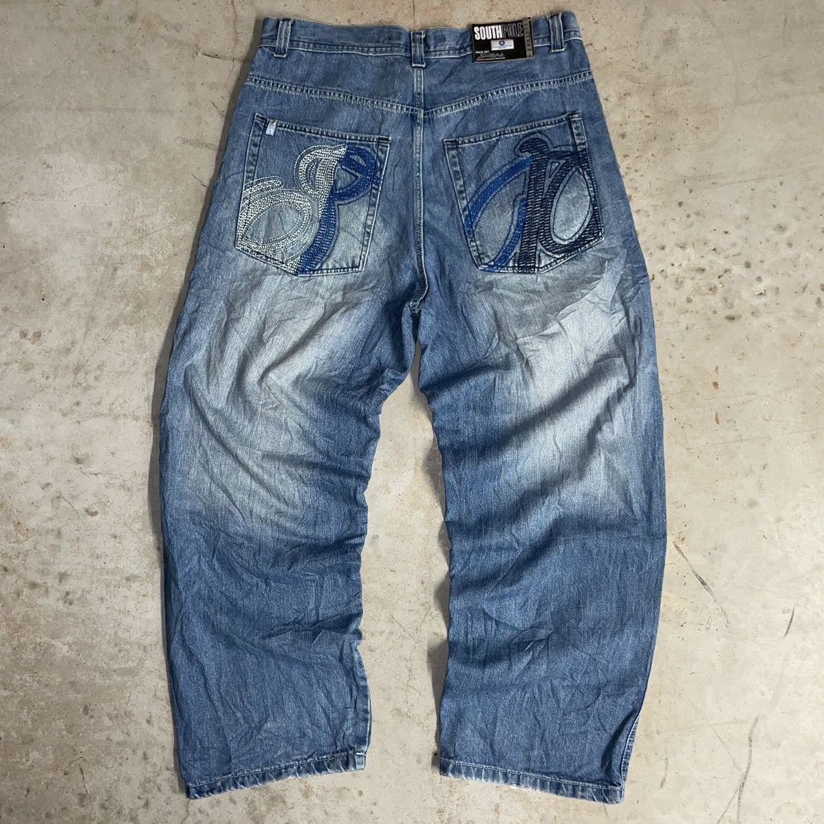 Southpole Crazy Y2K Southpole Baggy Jeans Faded Wide Leg Denim Skater ...