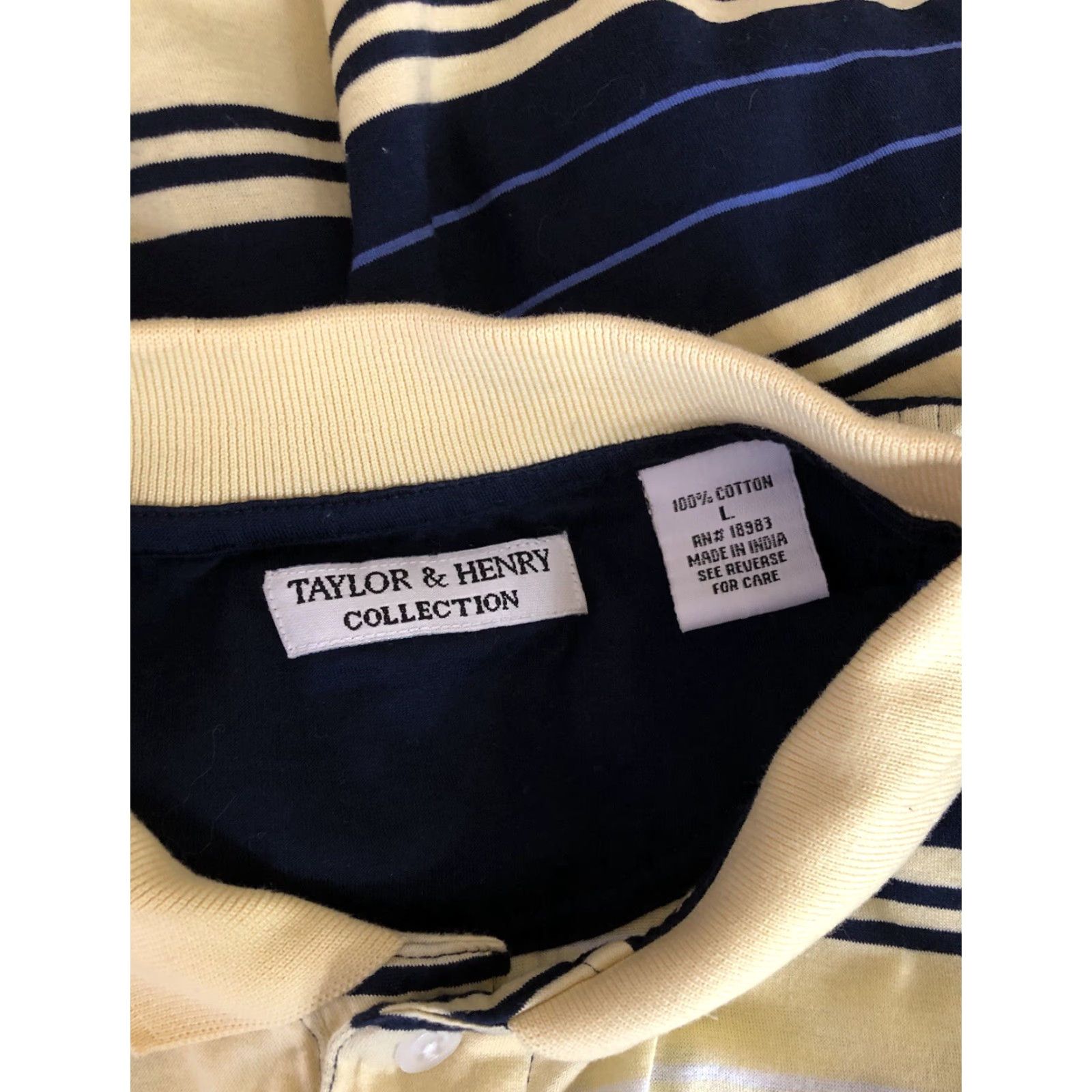 Vintage Taylor Henry Polo Shirt L Yellow Striped Short Sleeve 3 Button Casual Preppy Men Size US L / EU 52-54 / 3 - 4 Thumbnail