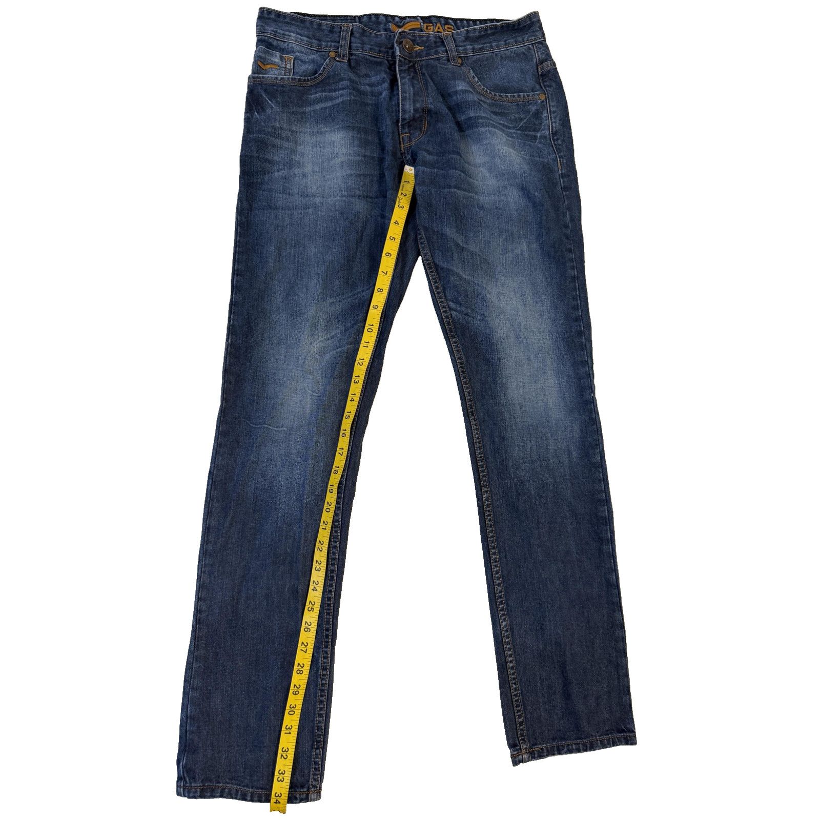 GAS Gas Jeans Mens 36x34 Denim Straight Distressed Pocket Hit Size US 36 / EU 52 - 6 Thumbnail