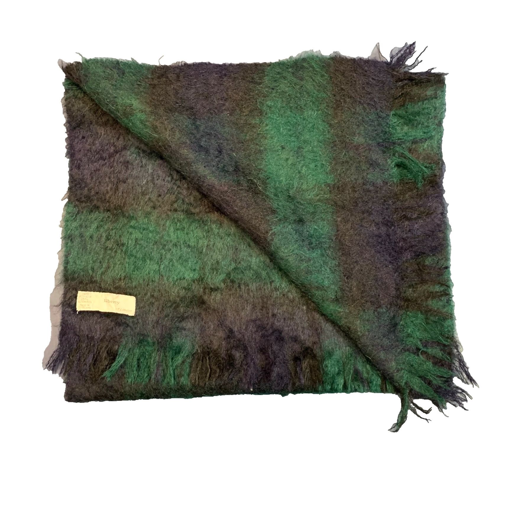 Liberty London VINTAGE Liberty Of London Mohair Wool Scarf Tartan Plaid Scotland 68x20 Green Fringe Wool Scarf Womens 68 in 20 in Size ONE SIZE - 2 Thumbnail