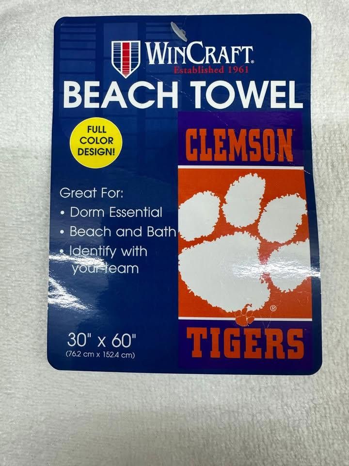 Designer Clemson Tigers Beach Towel NCAA Size ONE SIZE - 1 Thumbnail