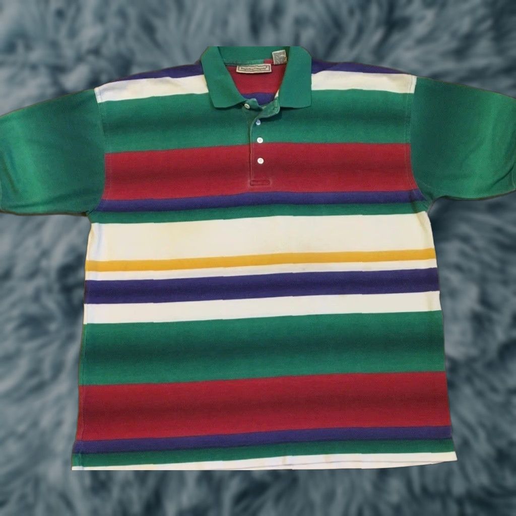 VINTAGE Bugle Boy Polo Shirt Colorblock XL Green 90s Surf Skate Grunge Vaporwave 80s Retro USA Men Rugby Short Sleeve