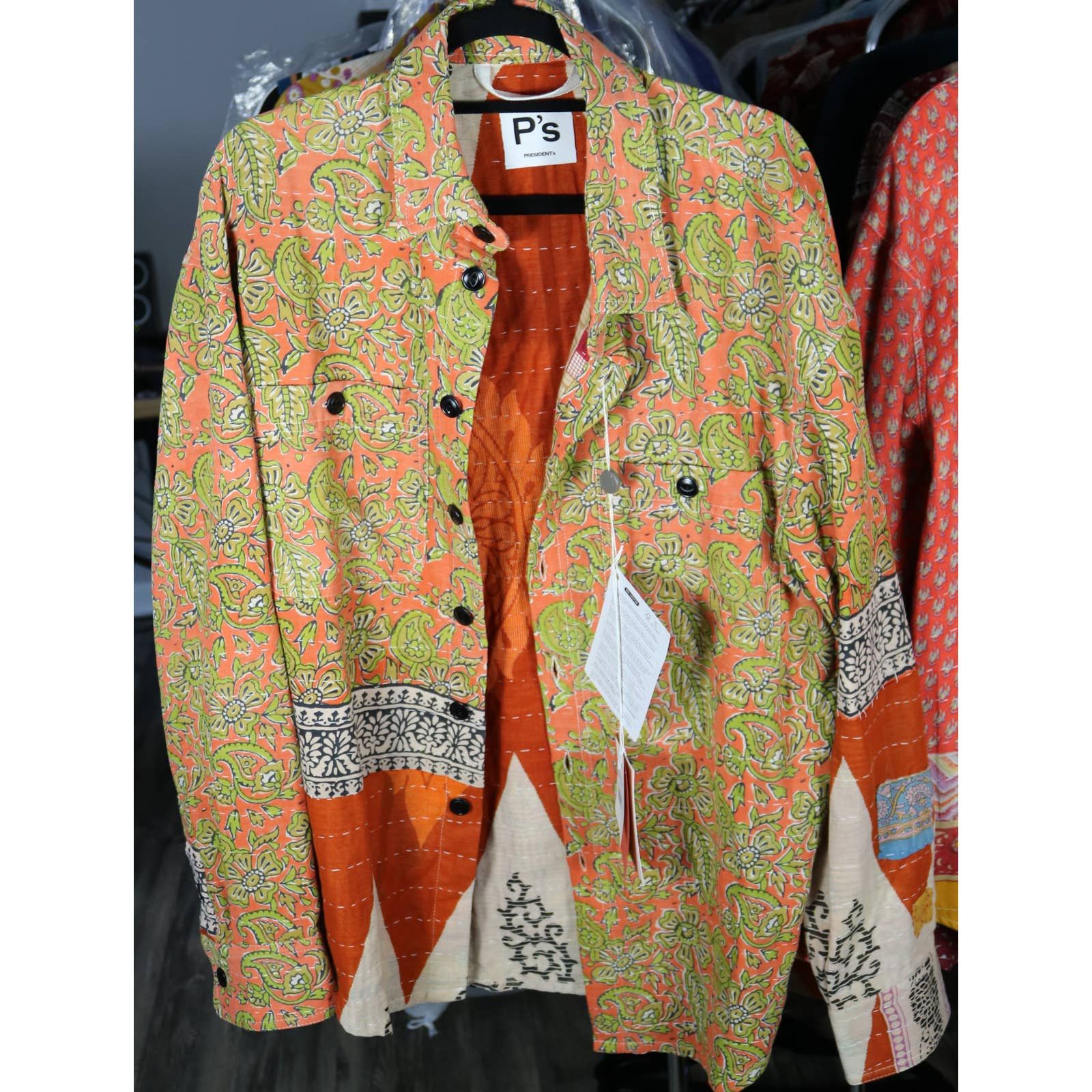 image of Presidents President's Tuscany One Of A Kind Hand Stitched Samui Shirt in Orange, Men's (Size Large