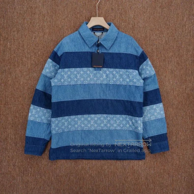 Louis Vuitton Louis Vuitton Wide striped patchwork print denim Polo shir Size US S / EU 44-46 / 1 - 1 Thumbnail