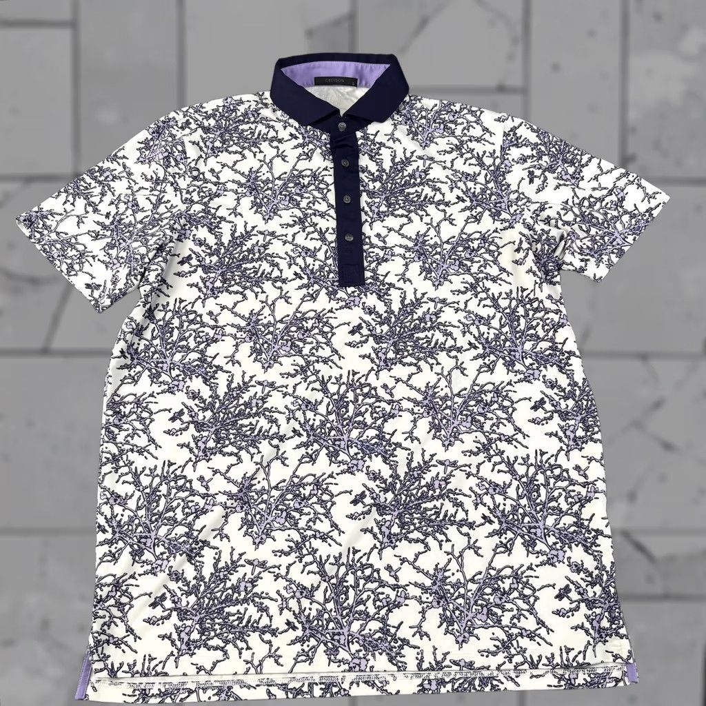 Vintage Greyson Polo Shirt Mens Large Purple Floral Golf Performance Stretch Wolf Logo Size US L / EU 52-54 / 3 - 1 Thumbnail