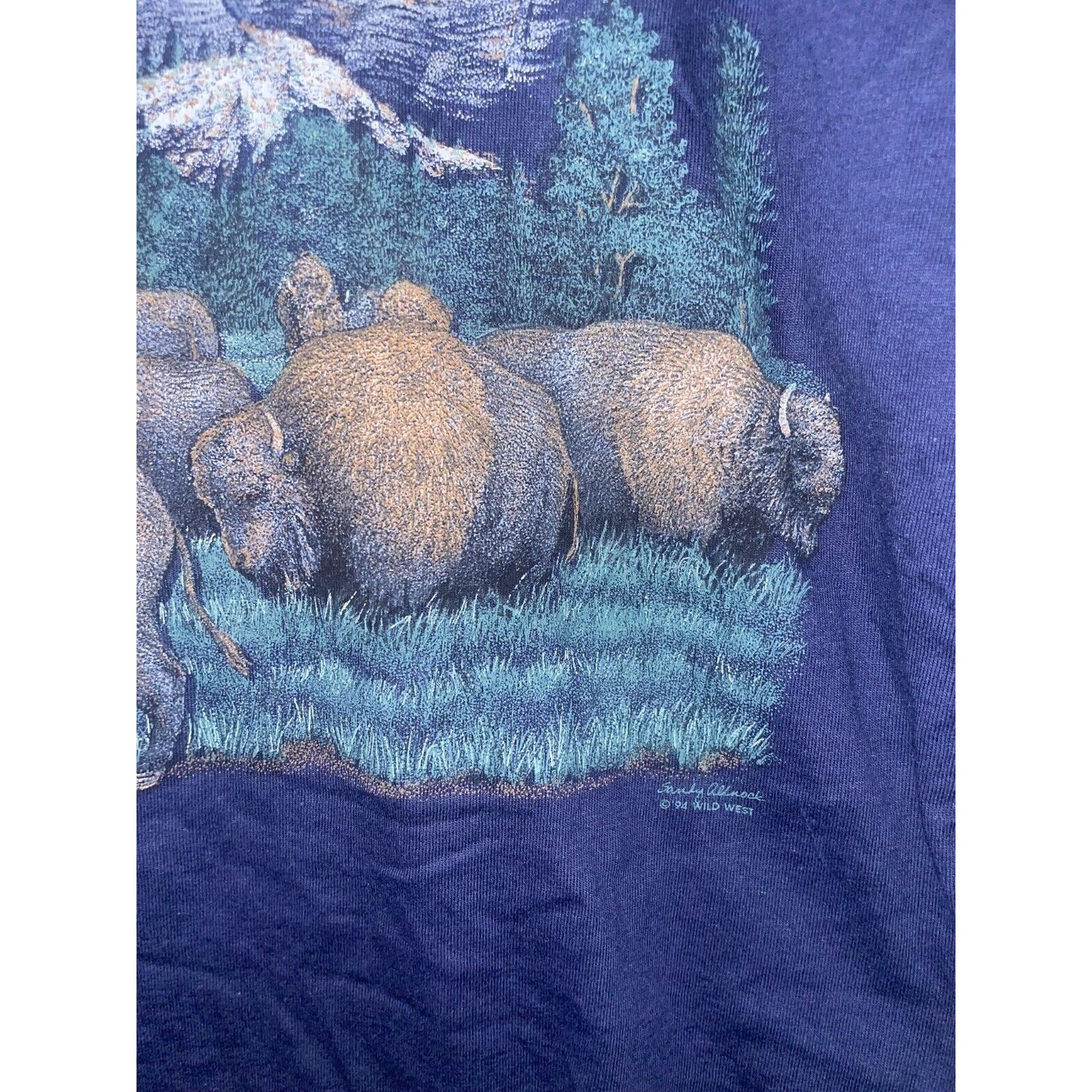 Jerzees Vintage Mount Rushmore Shirt President Bison Blue Tee 90s M Size US M / EU 48-50 / 2 - 6 Thumbnail