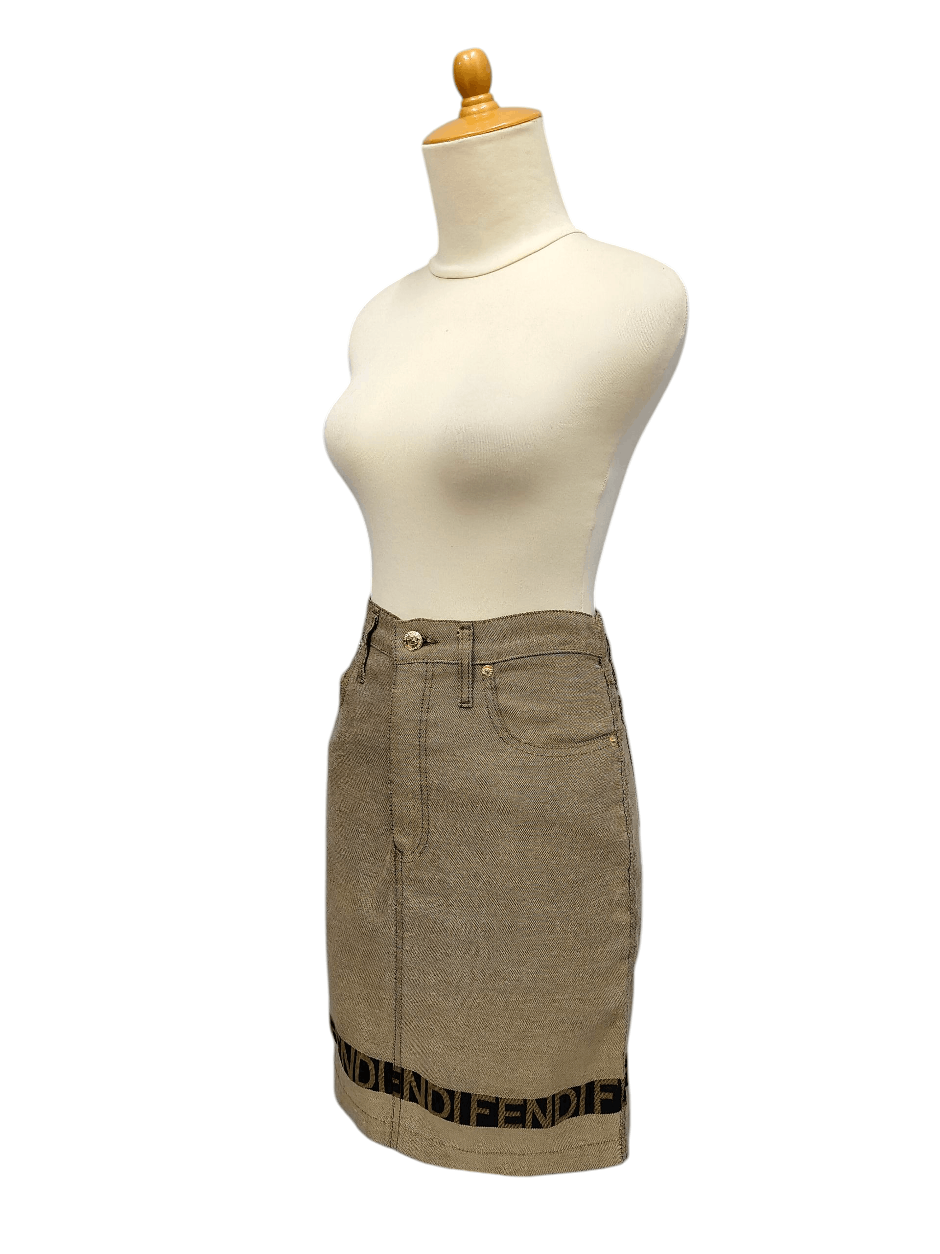 Fendi 90s FENDI- Archive Minimalist Hem Logo Taped Denim Skirt Size 28" / US 6 / IT 42 - 7 Thumbnail