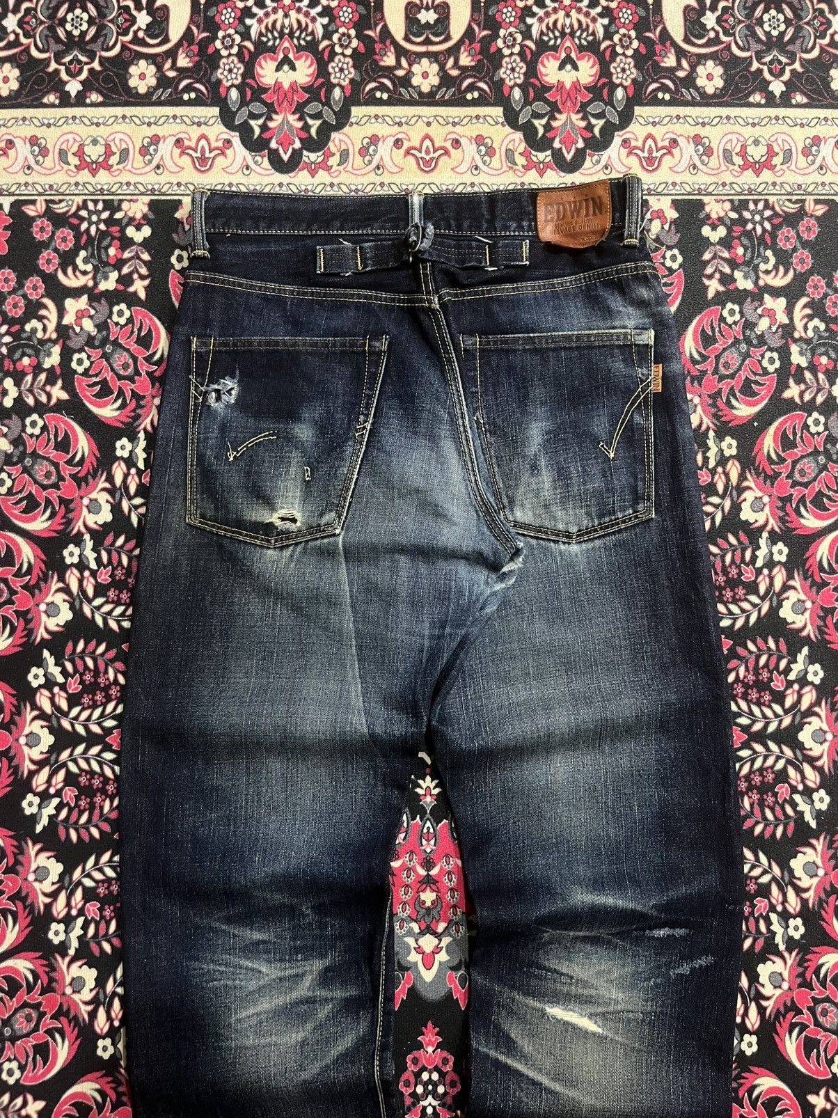 Kapital ⚡️Vintage⚡️Edwin 505Z Blue Washed Buckle Back Selvedge Jeans Size US 30 / EU 46 - 8 Thumbnail