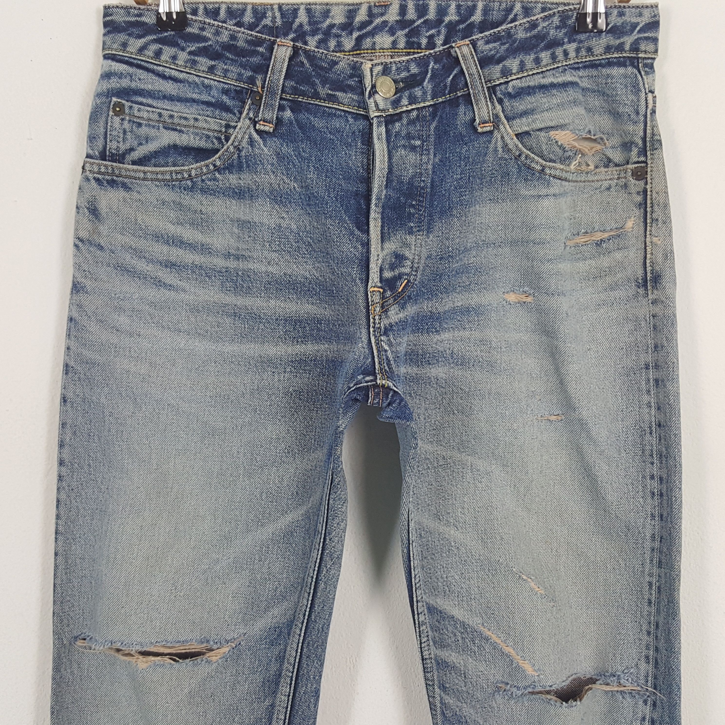 HOLLYWOOD RANCH MARKET × Vintage Vintage H.Ranch.M Distressed Style Selvedge Denim Jeans Size US 32 / EU 48 - 2 Thumbnail