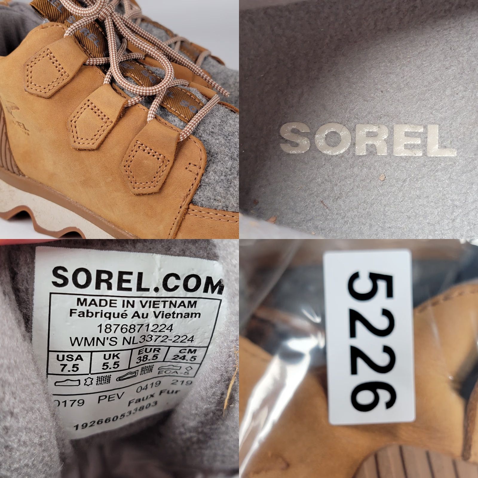 SOREL Sorel Kinetic Caribou Waterproof Ankle Snow Boot Leather Wool Women's 7.5 Tan Brown/Gray Boots Women's 7.5 Navy? Size US 8 / IT 38 - 9 Thumbnail