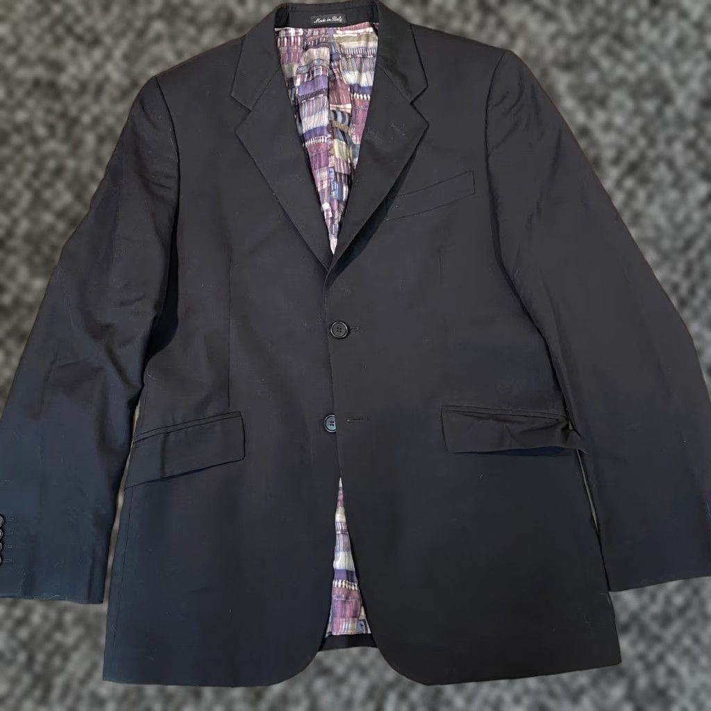 PS Paul Smith Blazer Mens Wool Black 40 Regular Notch Lapel 2 Button Single-Breasted Jacket Italy Business Formal Party/Cocktail Mens
