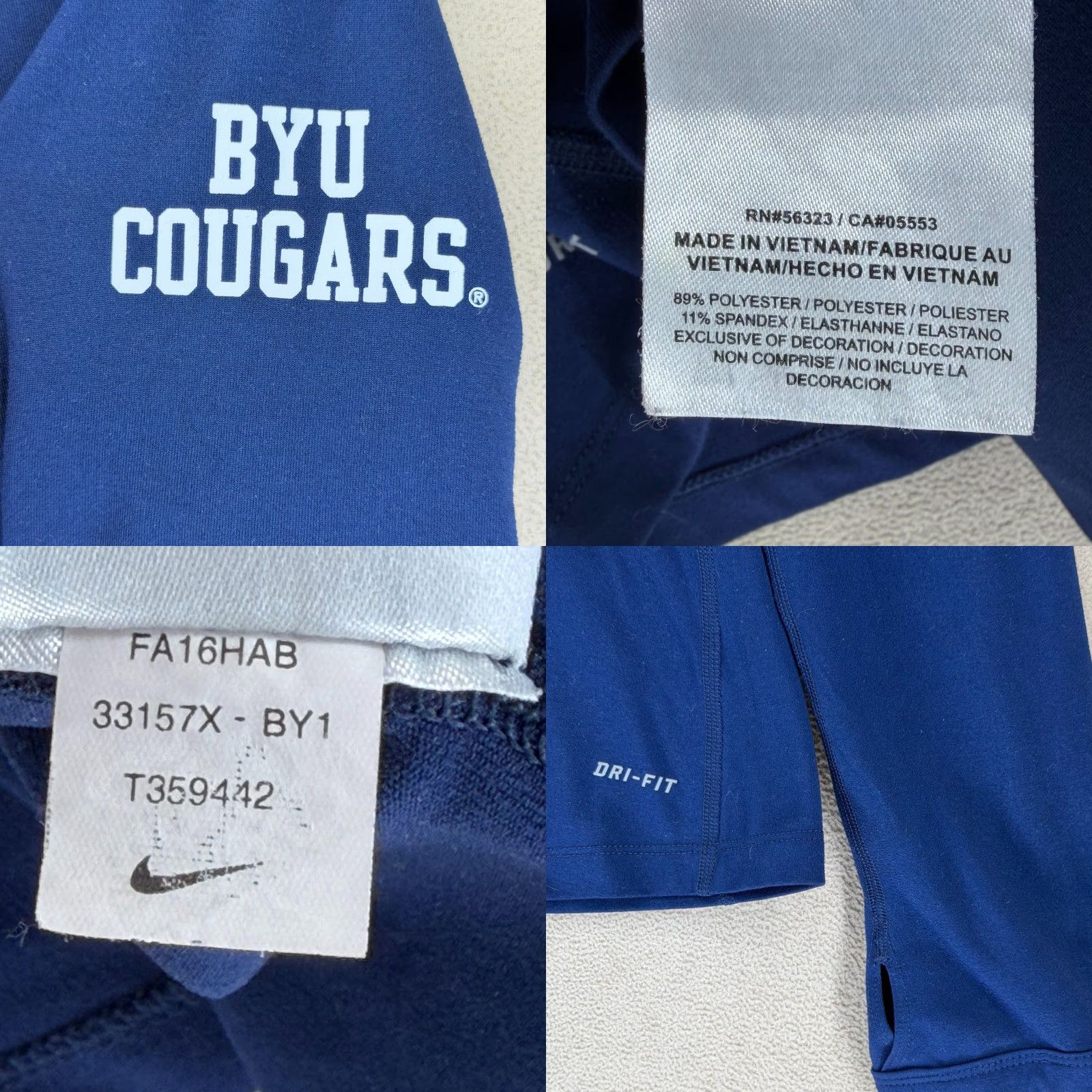 Nike Nike BYU Cougars Dri Fit Quarter Zip Pullover Shirt XL Navy Blue Size US XL / EU 56 / 4 - 8 Thumbnail