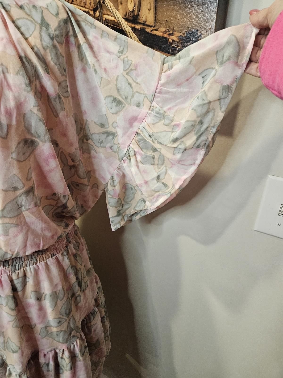 Designer Chicsoul "Lets Go Out Tonight Dress" In Blush Floral #447 Size XXL / US 16-18 / IT 52-54 - 3 Thumbnail