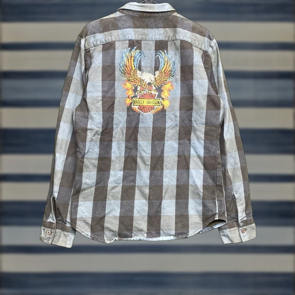 Harley Davidson VINTAGE Harley-Davidson Shirt Mens Medium Plaid Flannel Shacket Button Up Workwear y2k Size US M / EU 48-50 / 2 - 1 Thumbnail