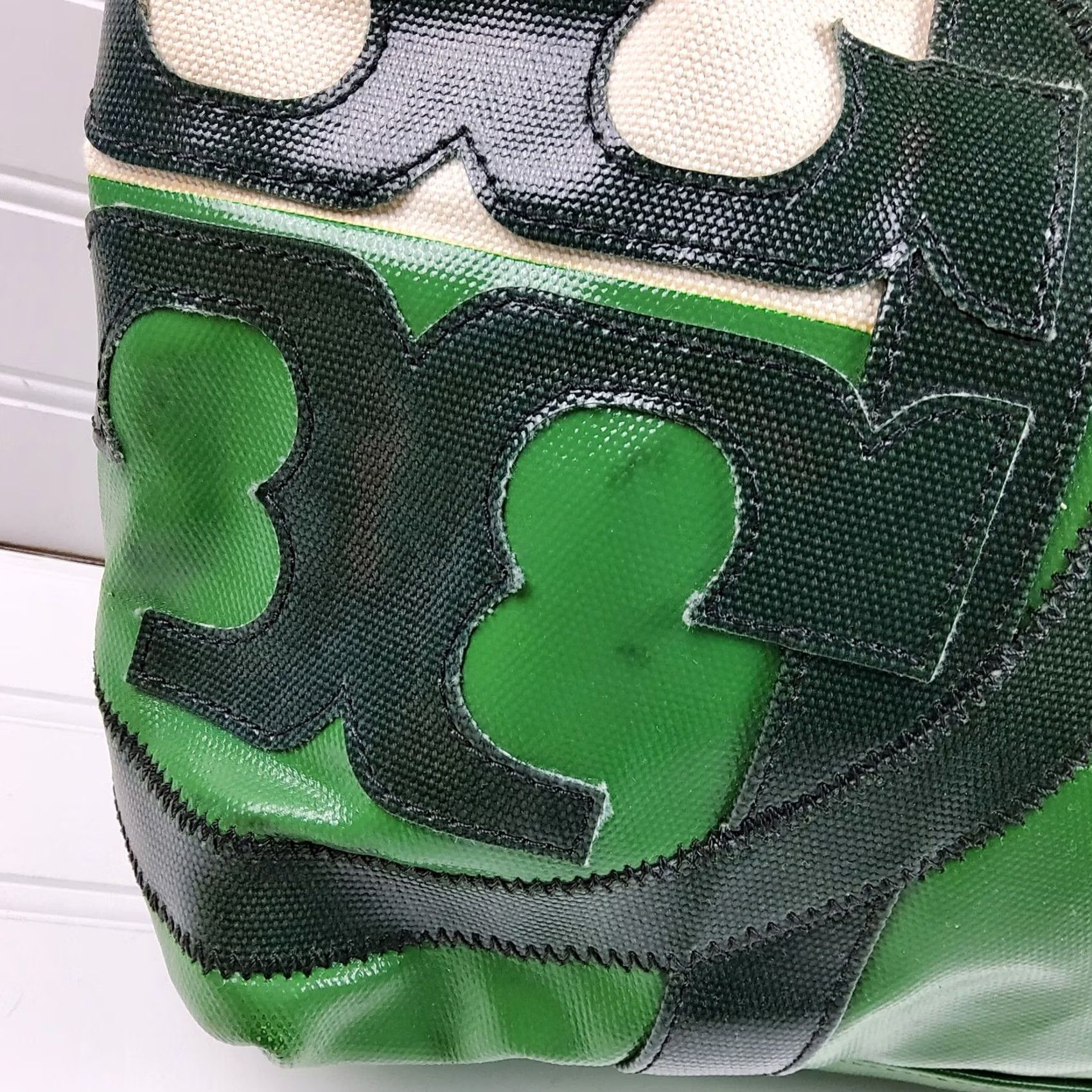 Tory Burch Tory Burch Beach Bag Dipped Canvas Zip Tote Shoulder Handbag Purse Ladies Green Large Tote Beach Nautical Size ONE SIZE - 7 Thumbnail