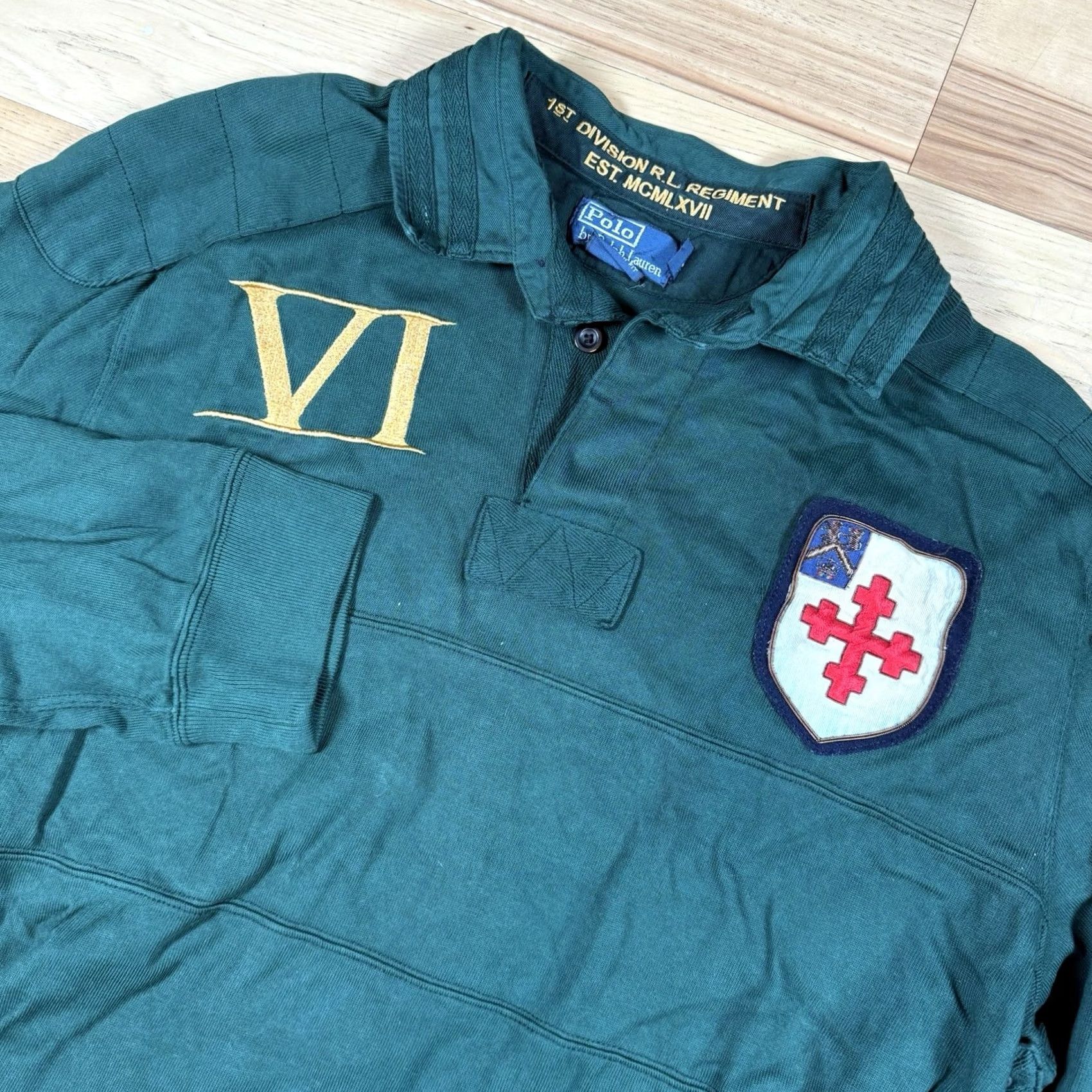 Ralph Lauren VTG Ralph Lauren Rugby Shirt Polo Mens 2XL Green Crest Stitch Polo Shirt Rugby Mens XL? Size US XXL / EU 58 / 5 - 2 Thumbnail