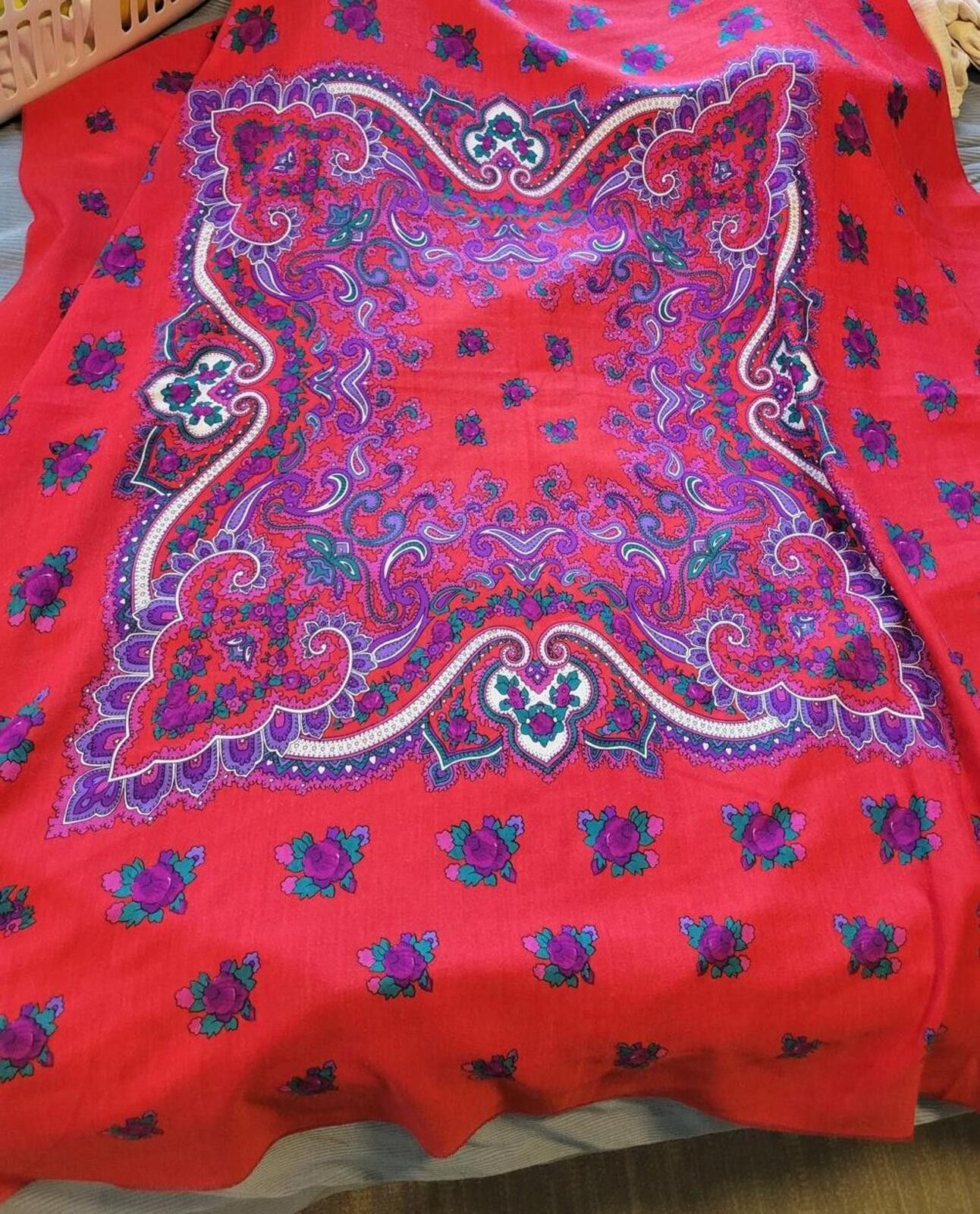 Other Vintage Red Floral Scarf by Mountessa Valentina Size ONE SIZE - 4 Thumbnail