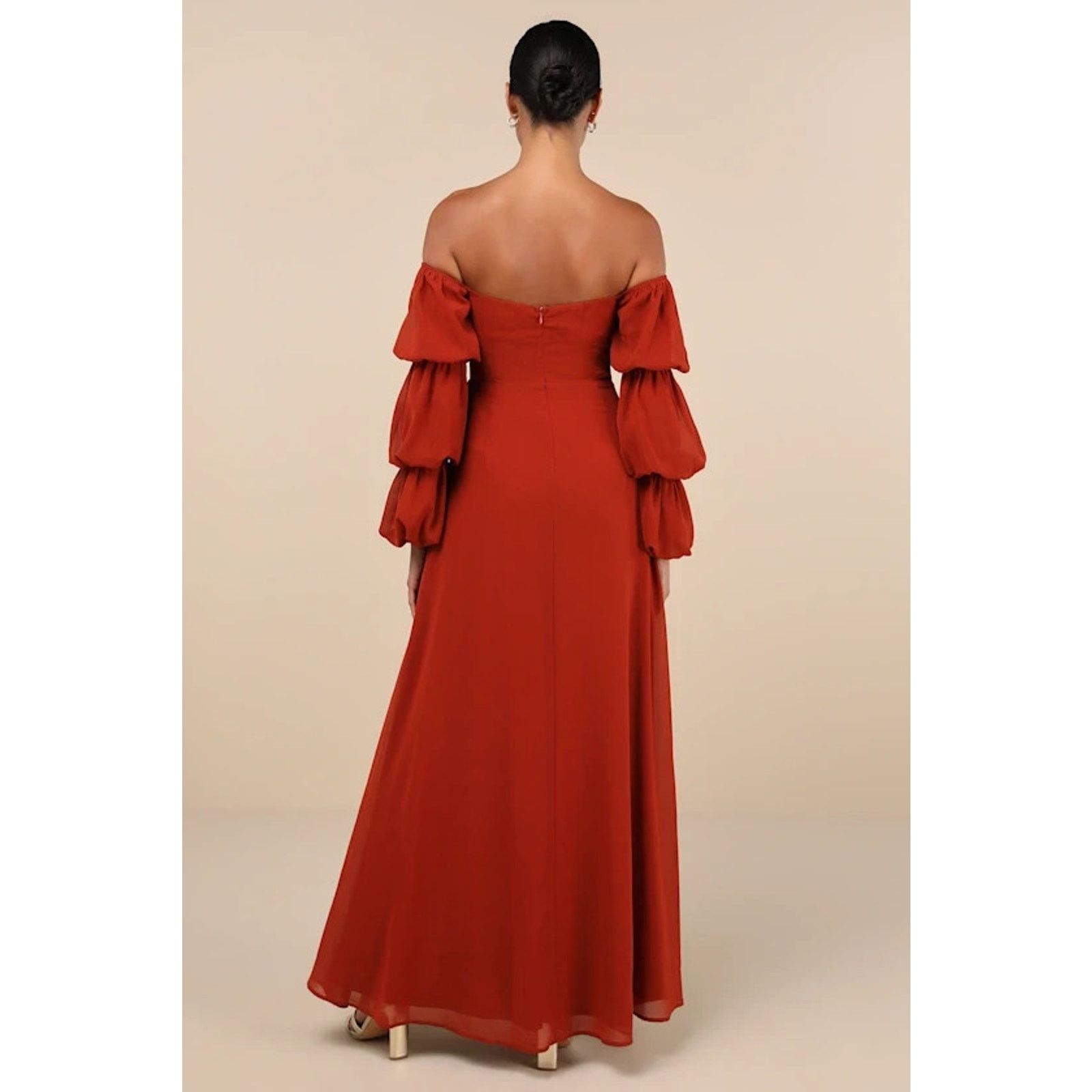 Dagne Dover Lulus Demure Aura Rust Tiered Balloon Sleev Dress XL A001552 Size XL / US 12-14 / IT 48-50 - 3 Thumbnail