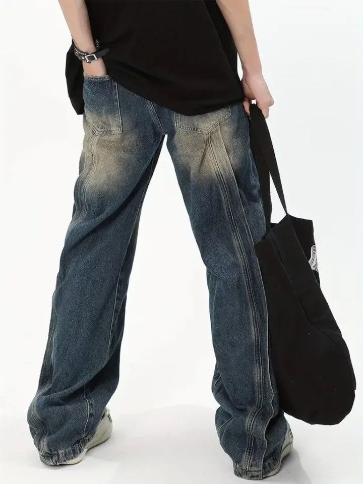 Jean × Vintage Striped Baggy Denim Jeans / Grunge y2k Size US 32 / EU 48 - 6 Thumbnail