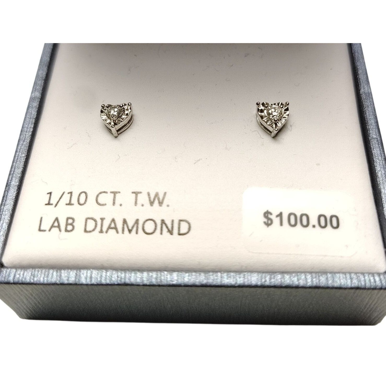 Other Sterling Silver 1/10 Ct. T.W. Lab Diamond Heart-Shaped Stud Size ONE SIZE - 1 Thumbnail