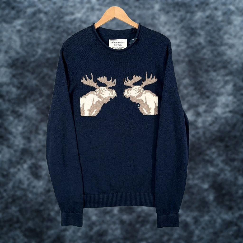 Abercrombie & Fitch Abercrombie & Fitch Sweater Mens Medium Big Moose Elk Graphic Crewneck Pullover Size US M / EU 48-50 / 2 - 1 Thumbnail
