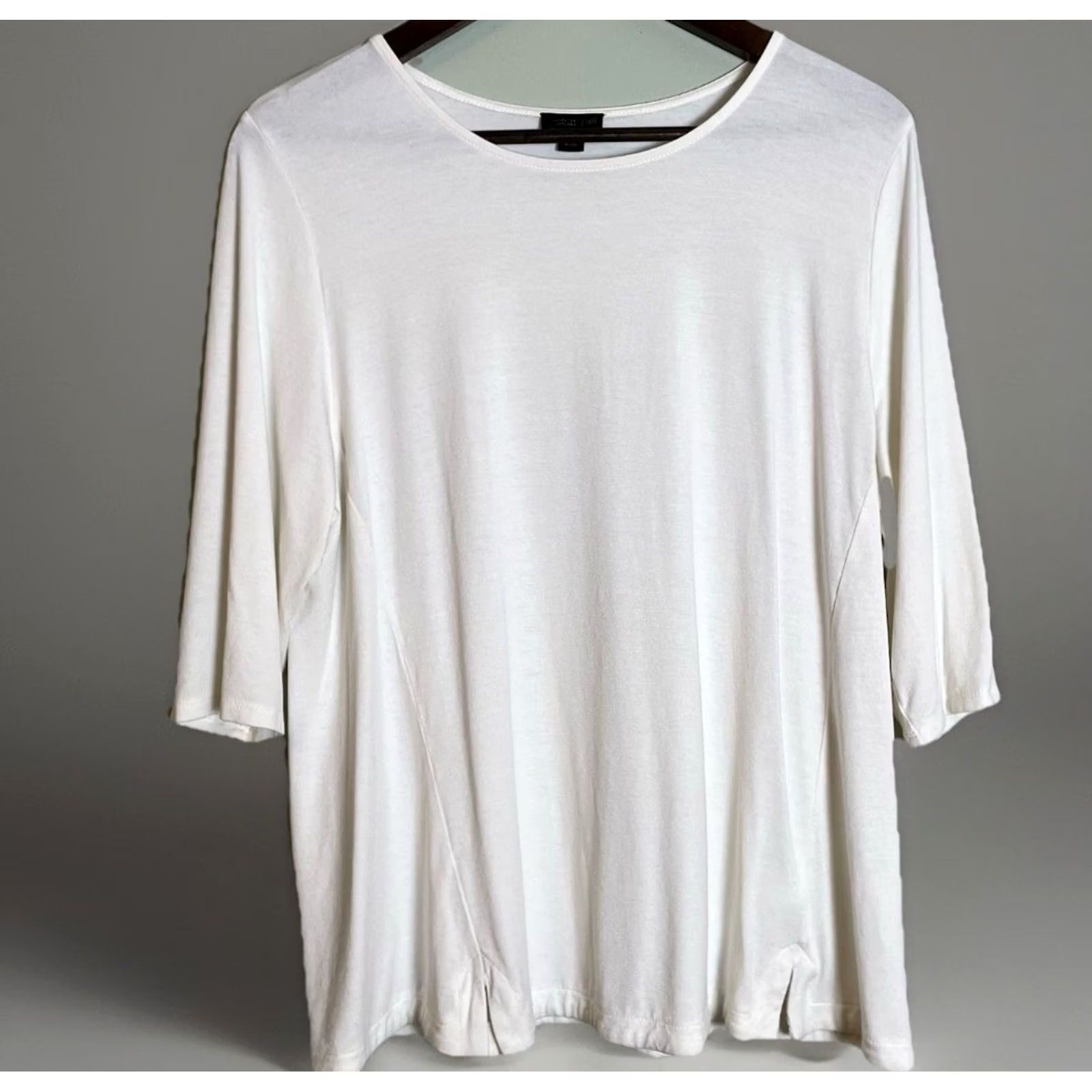 J. Jill J. Jill Ivory Top PL Women's 3/4 Sleeve Round Neck Casual Tunic Knit Stretch Jersey Size L / US 10 / IT 46 - 2 Thumbnail