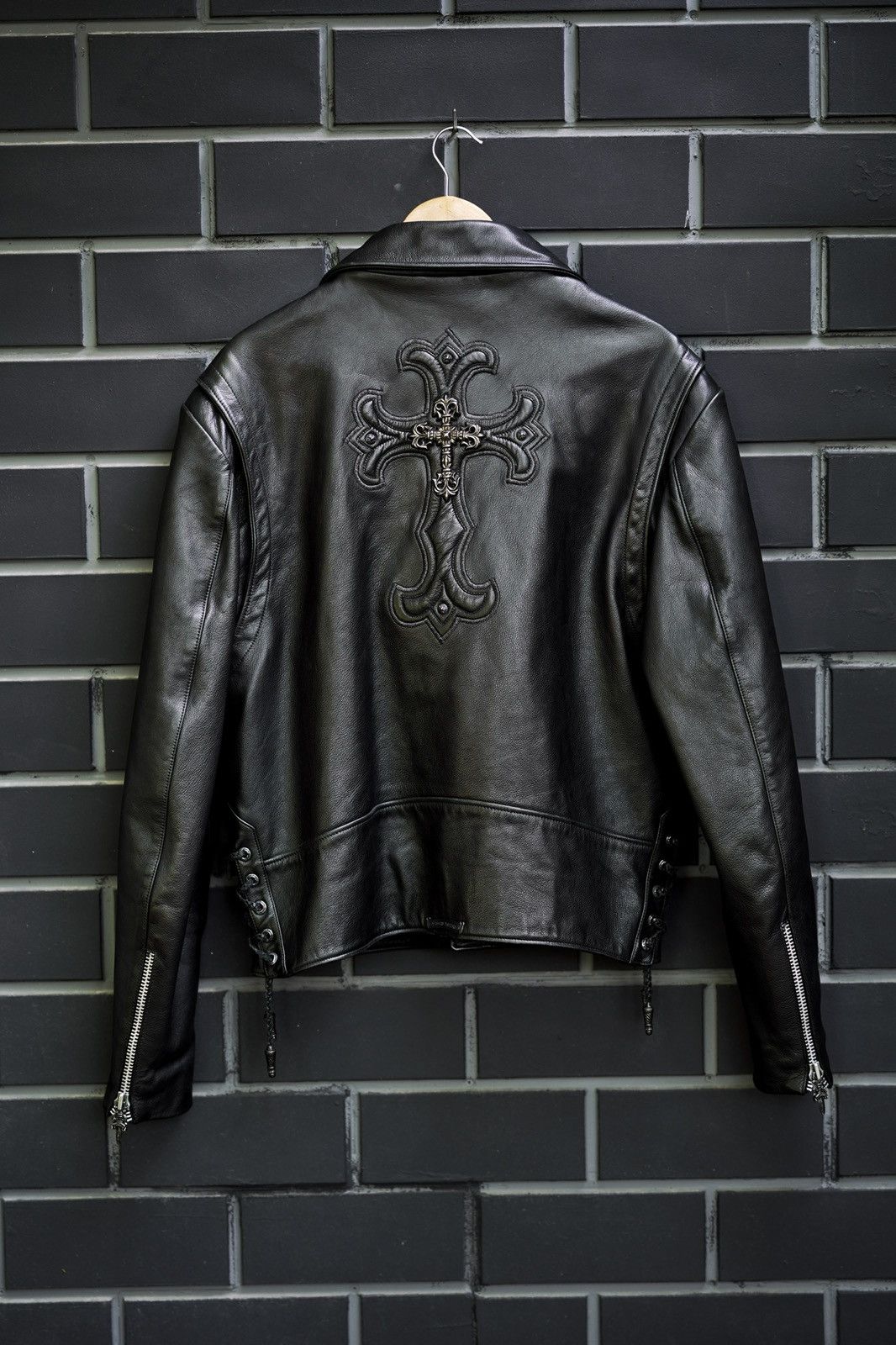 Chrome Hearts Chrome Hearts Leather Filigree Cross Motorcycle Jacket Size US XL / EU 56 / 4 - 1 Thumbnail