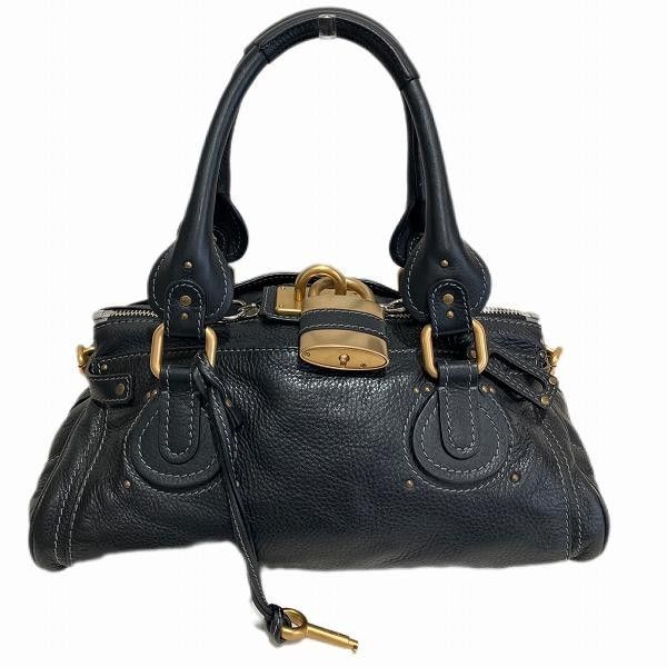 image of Chloe Leather Paddington Handbag in Black, Women's