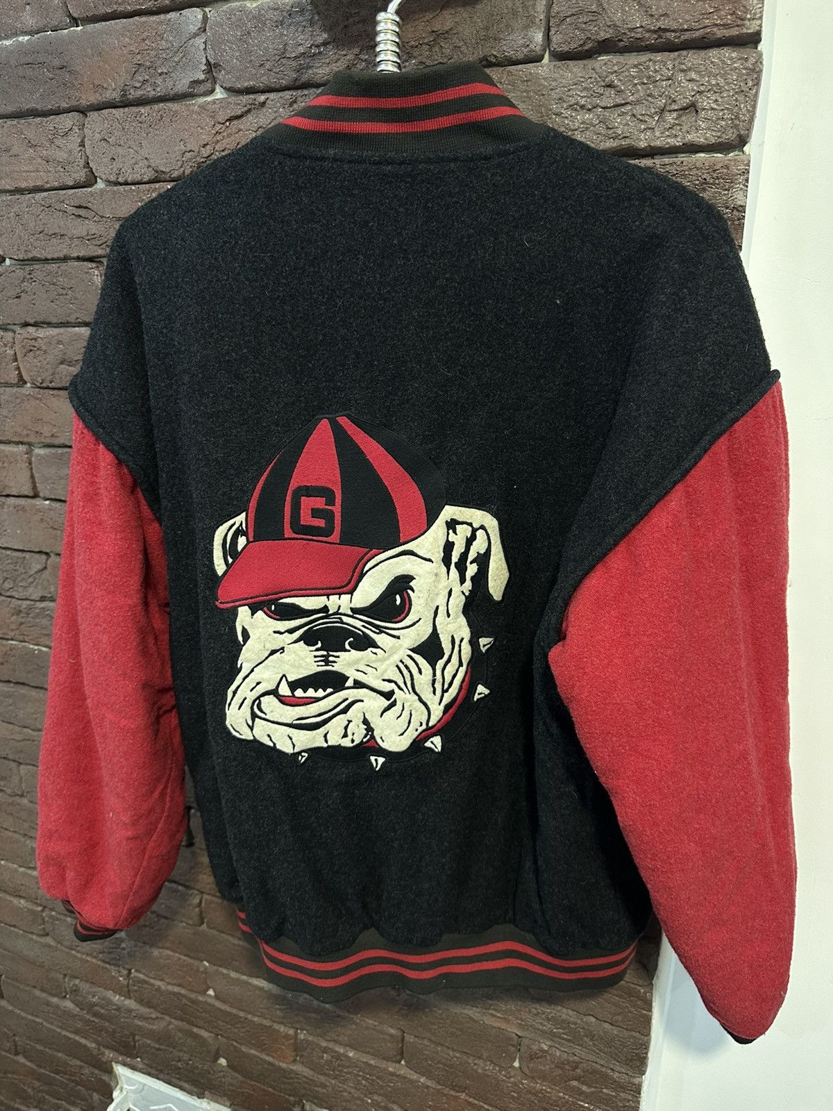 image of American College x Jersey Vintage Georgia Bulldogs Wool Bomber Jacket 1992 in Black (Size Large)