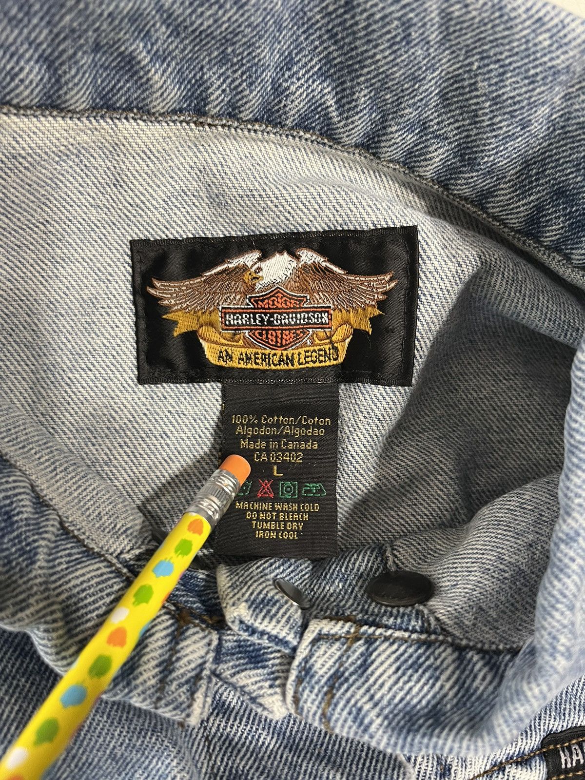 Harley Davidson × Vintage vintage Harley Davidson denim femme jacket Size L / US 10 / IT 46 - 3 Thumbnail