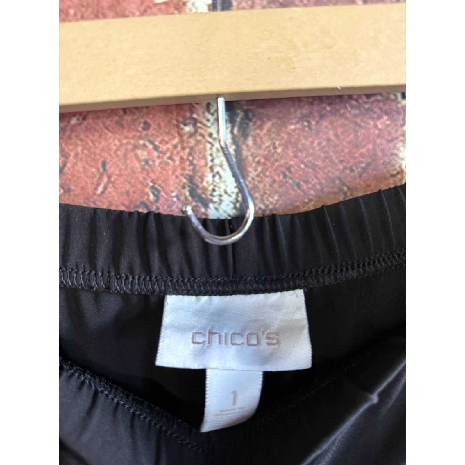 Vintage Chicos Womens Black Wide-Leg Pull On Flowy Pants Plus Size 1 Size 25" / US 0 / IT 36 - 3 Thumbnail