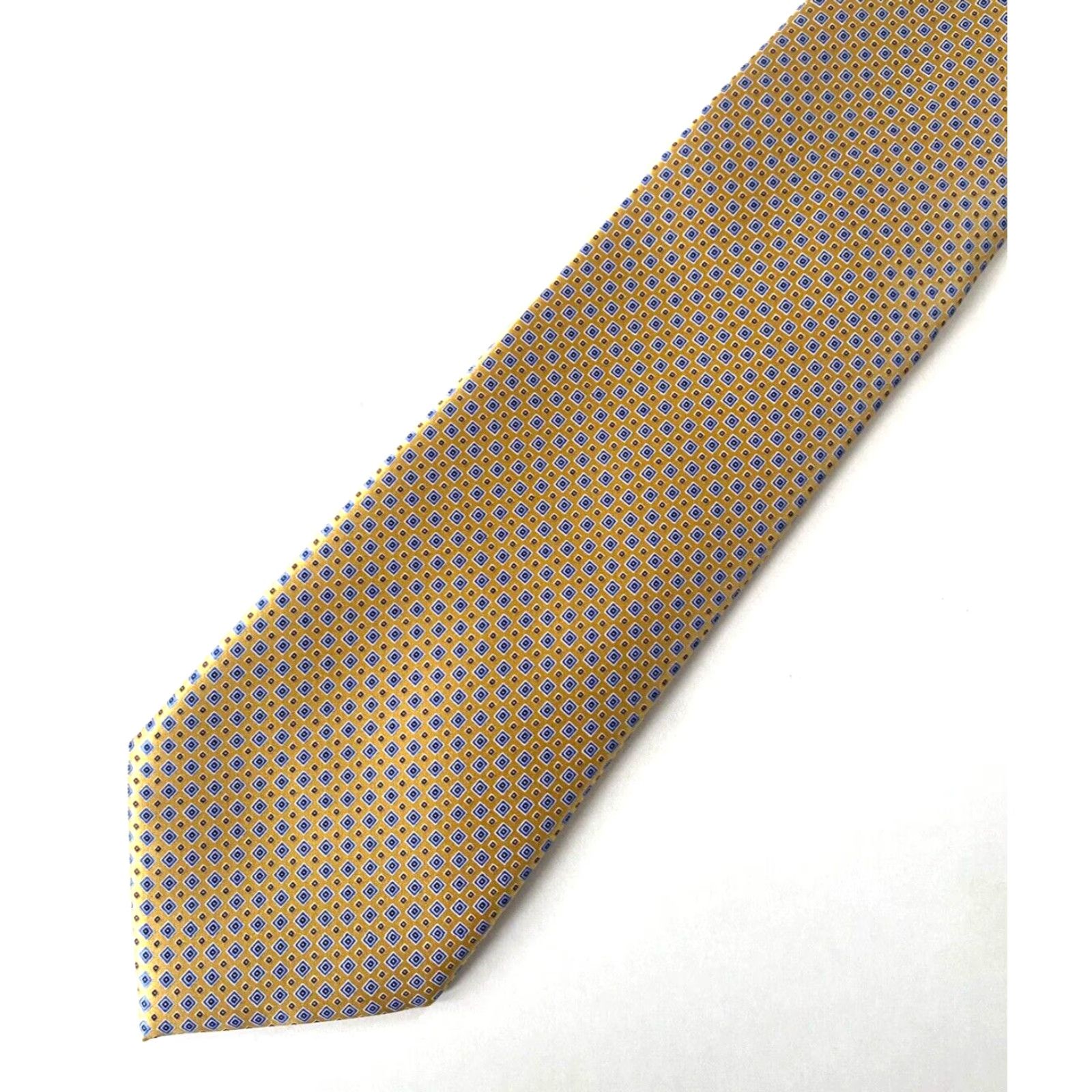 Ermenegildo Zegna Ermenegildo Zegna Tie Men's Geometric 100% Silk Yellow Gold Length 57-60" Width 3.5" Made in Italy Disegno Esclusivo No. 5004 Vintage-? (Wait) Size ONE SIZE - 3 Thumbnail