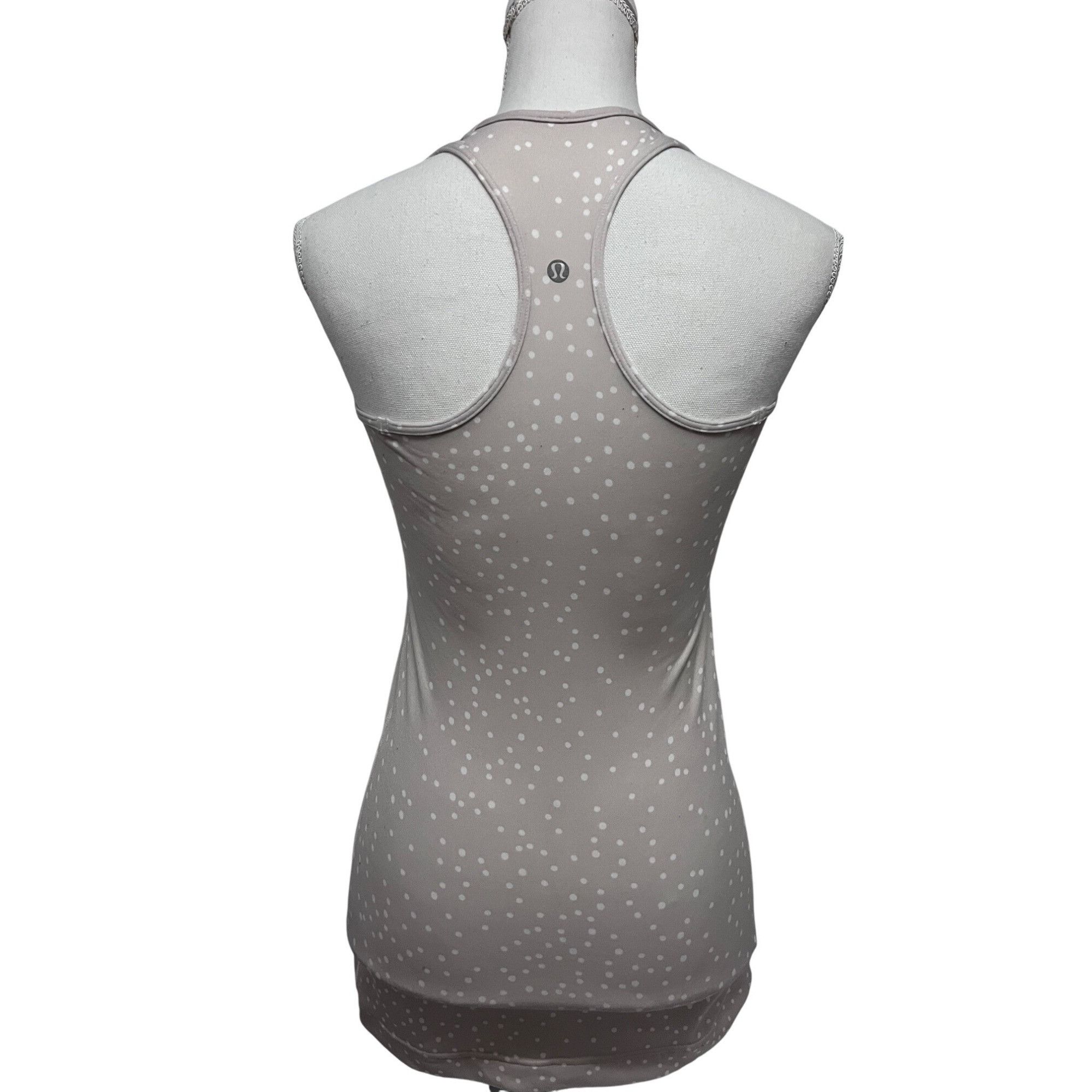 Lululemon Lululemon Beige White Polka Dot Racerback Tank Top Yoga Runn Size S / US 4 / IT 40 - 1 Thumbnail