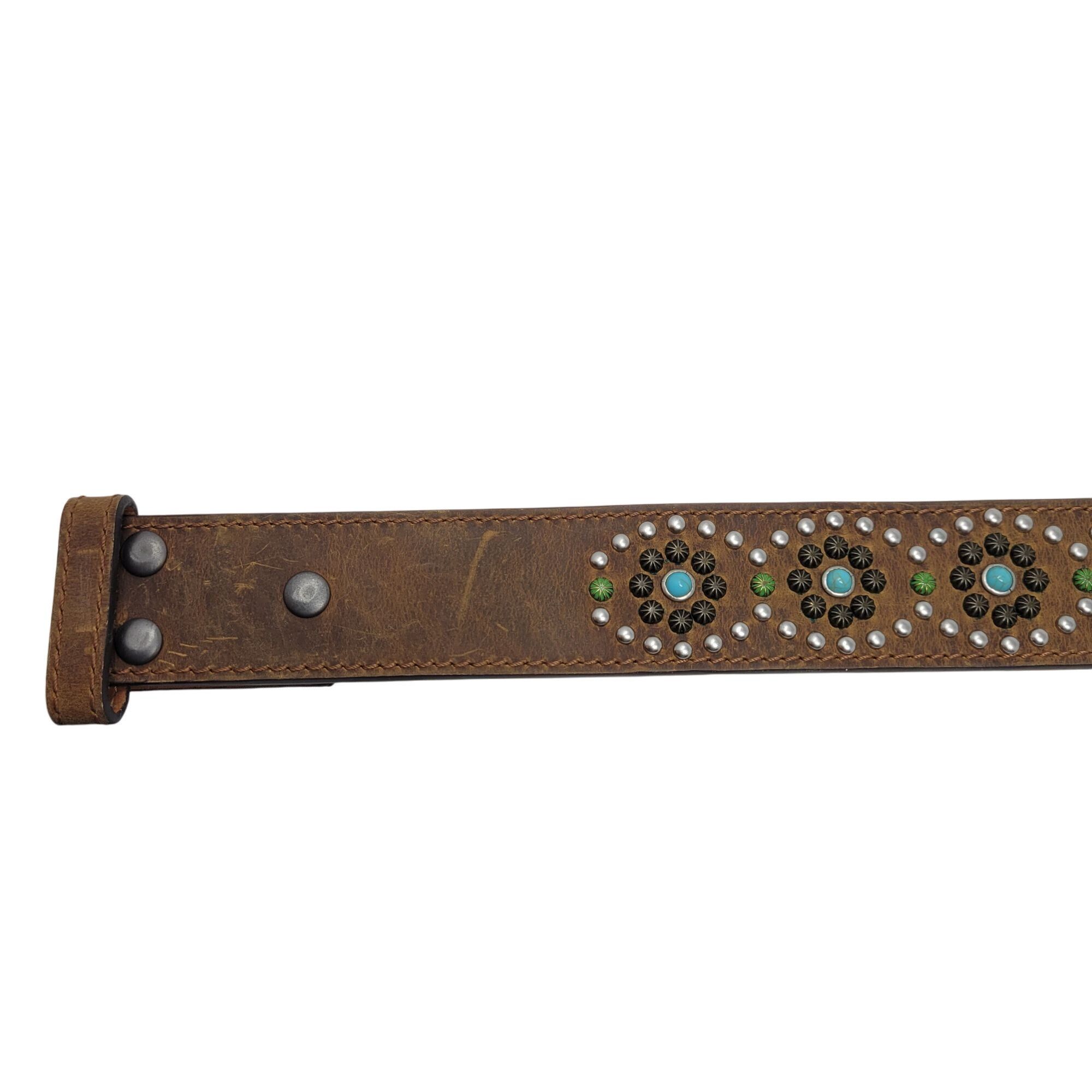 Nocona Nocona Leather Western Belt Studs Stones 30" S Brown Circle Size ONE SIZE - 2 Thumbnail